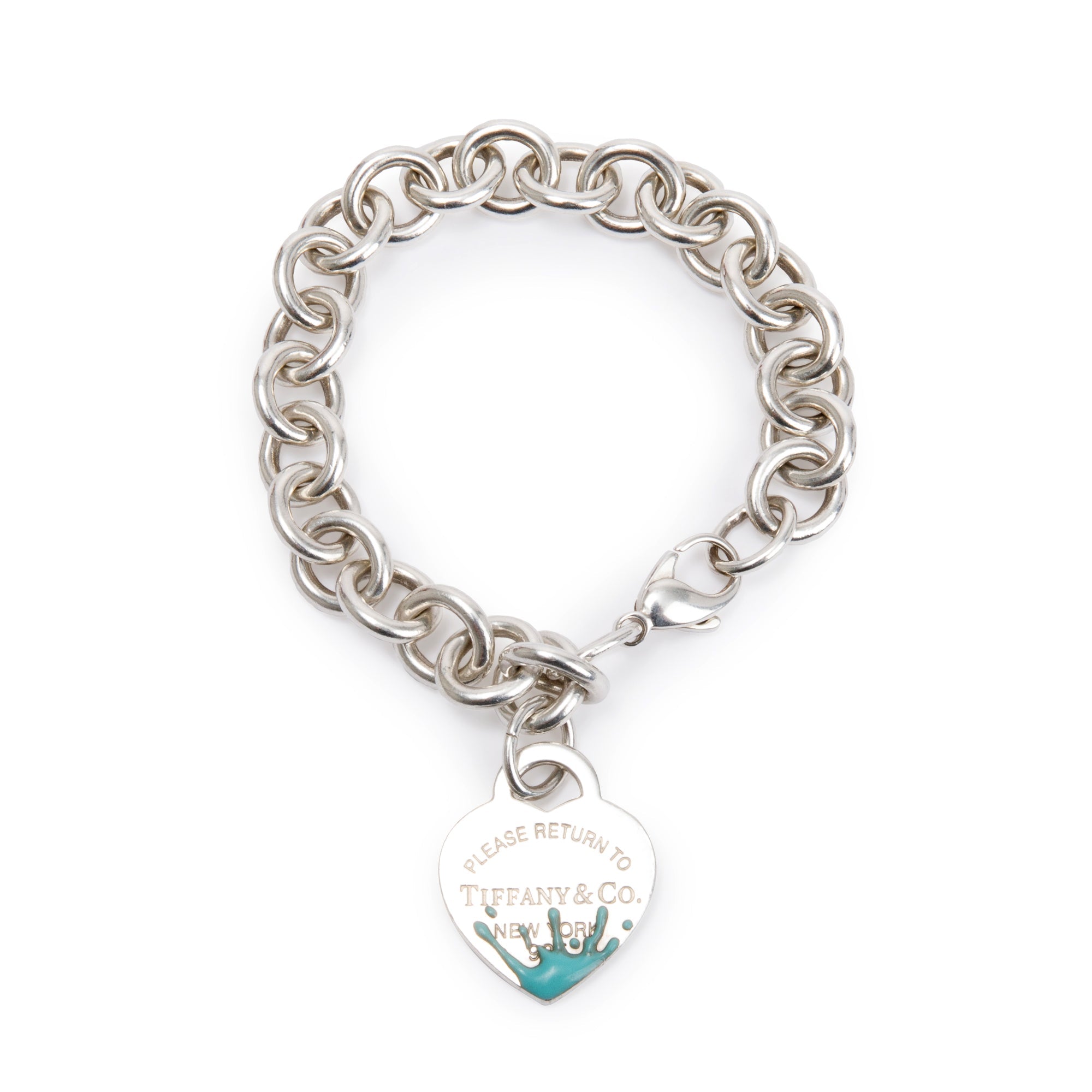 Tiffany & Co. Sterling Silver Return to Tiffany Color Splash Heart Tag Charm Bracelet
