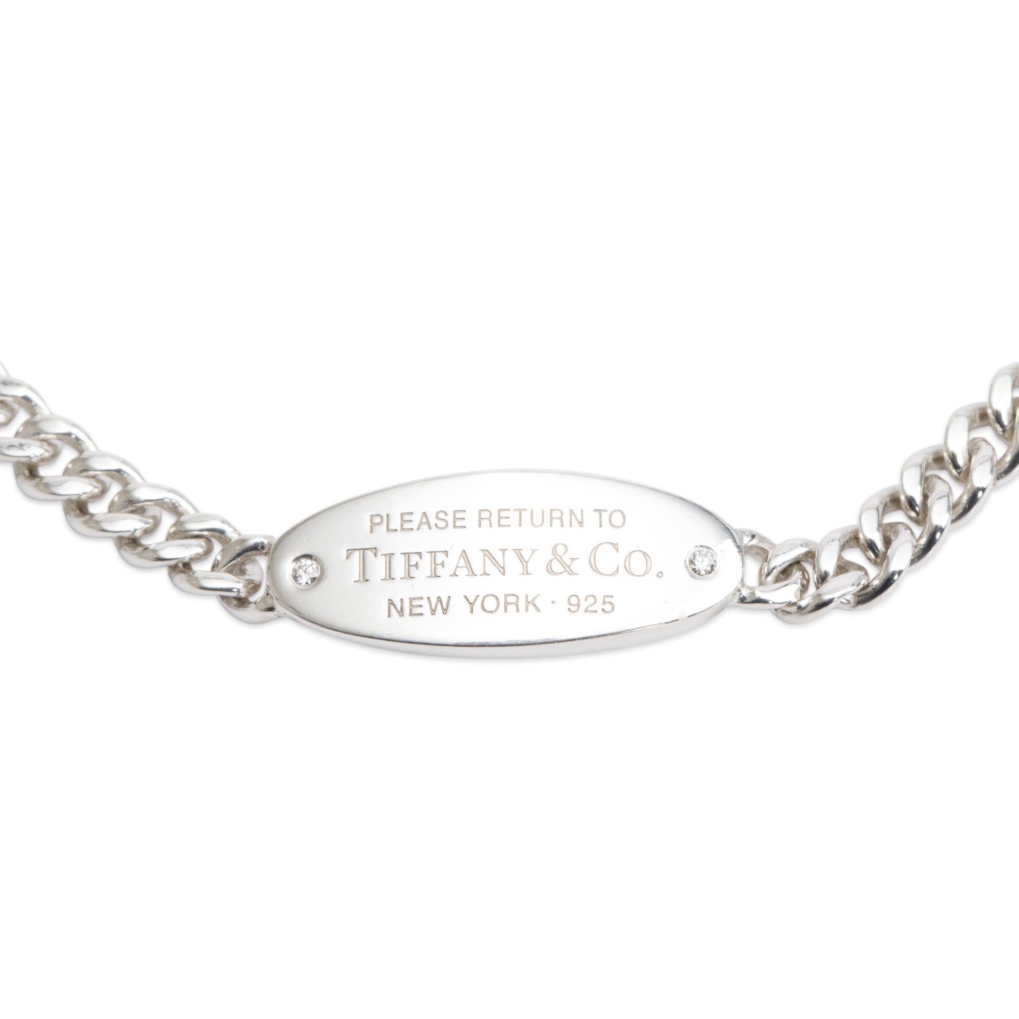 Tiffany & Co. Sterling Silver Return to Tiffany Diamond Oval I.D. Bracelet
