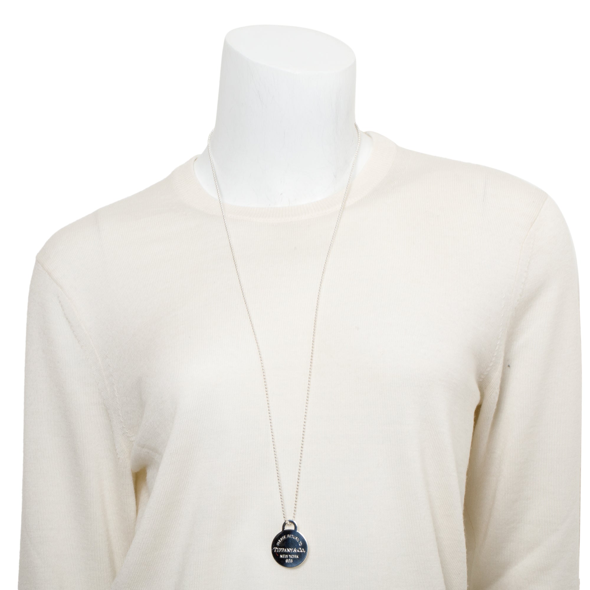 Tiffany & Co. Sterling Silver Return to Tiffany Extra-Large Round Tag Pendant on Beaded Chain