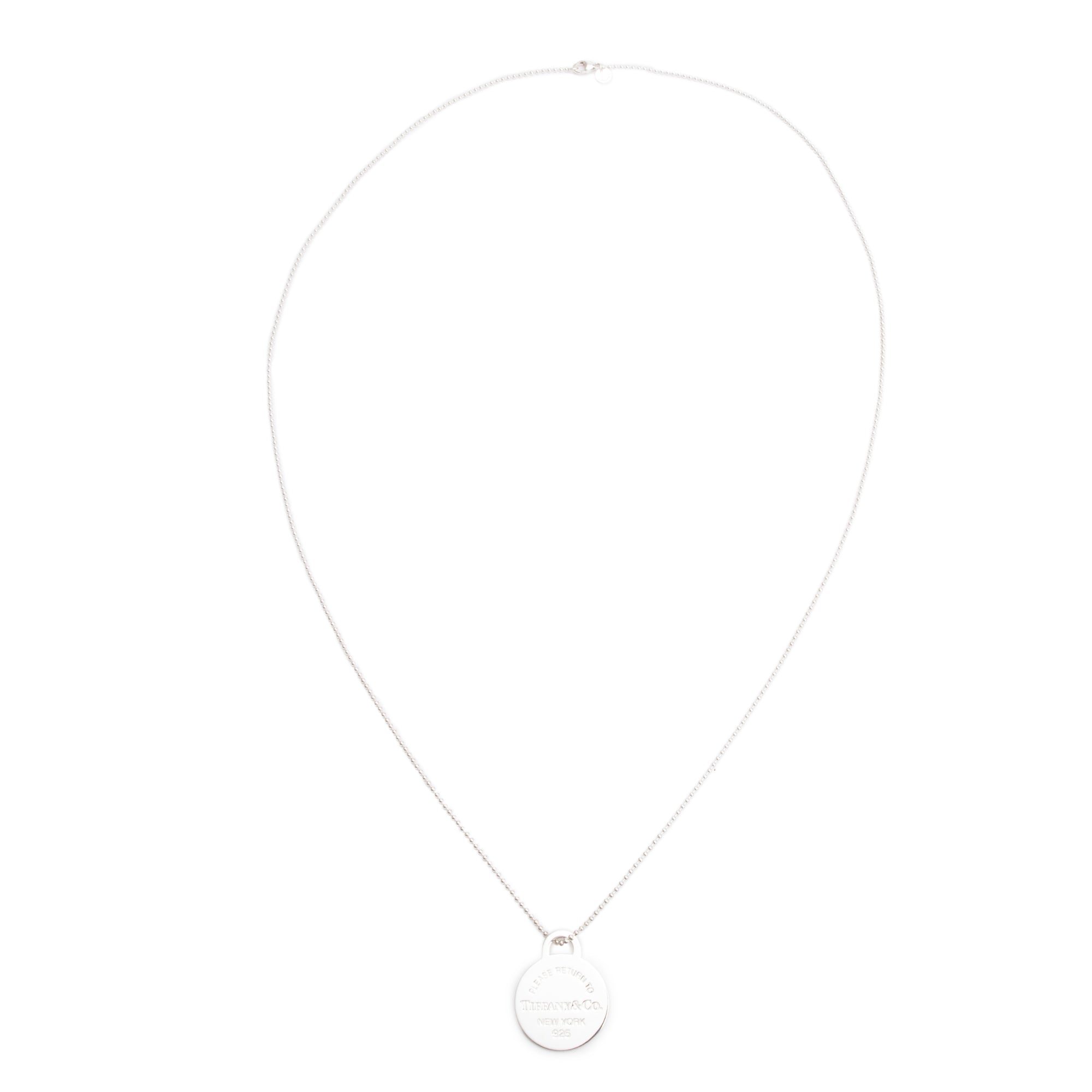 Tiffany & Co. Sterling Silver Return to Tiffany Extra-Large Round Tag Pendant on Beaded Chain