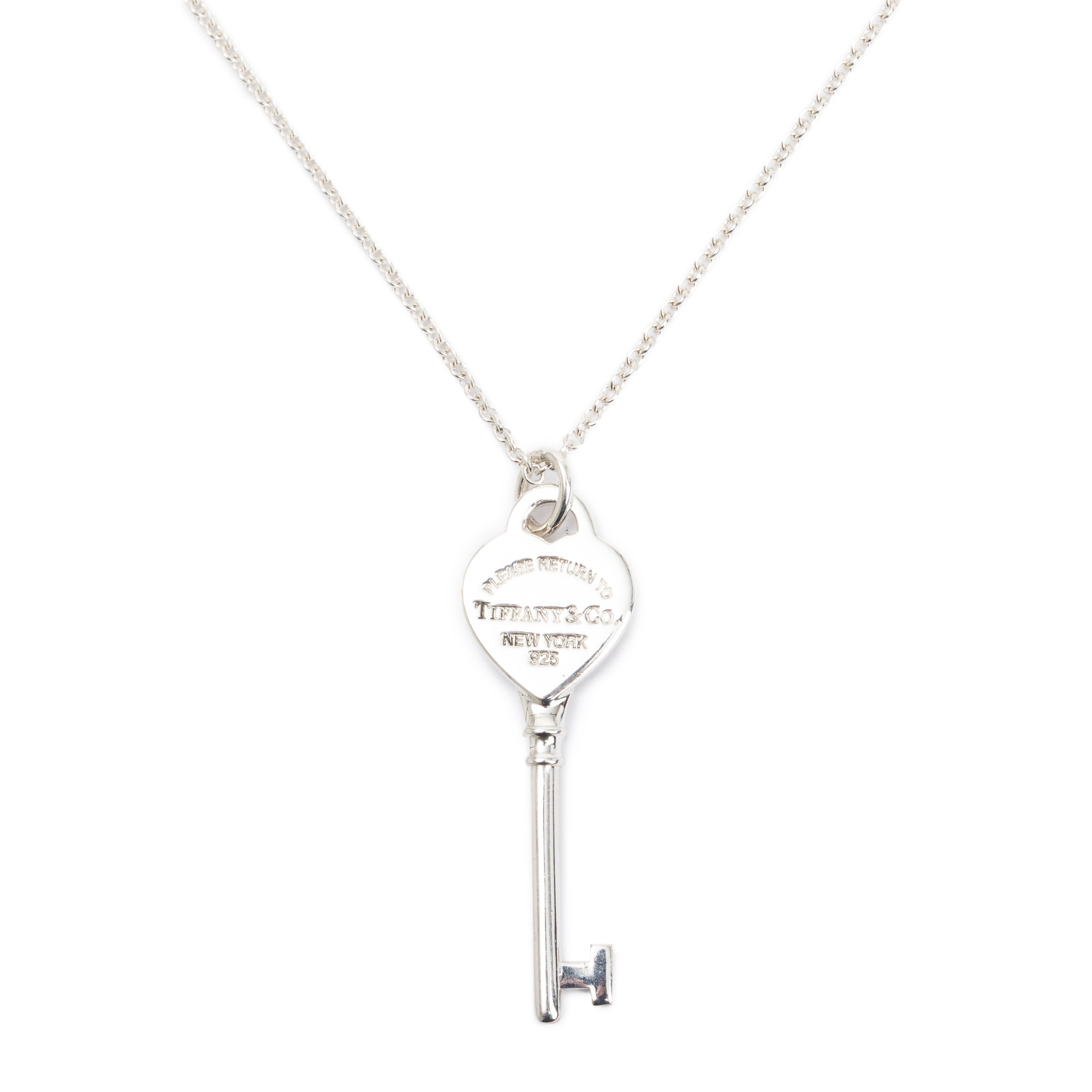 Tiffany & Co. Sterling Silver Return to Tiffany Heart Key Pendant Necklace