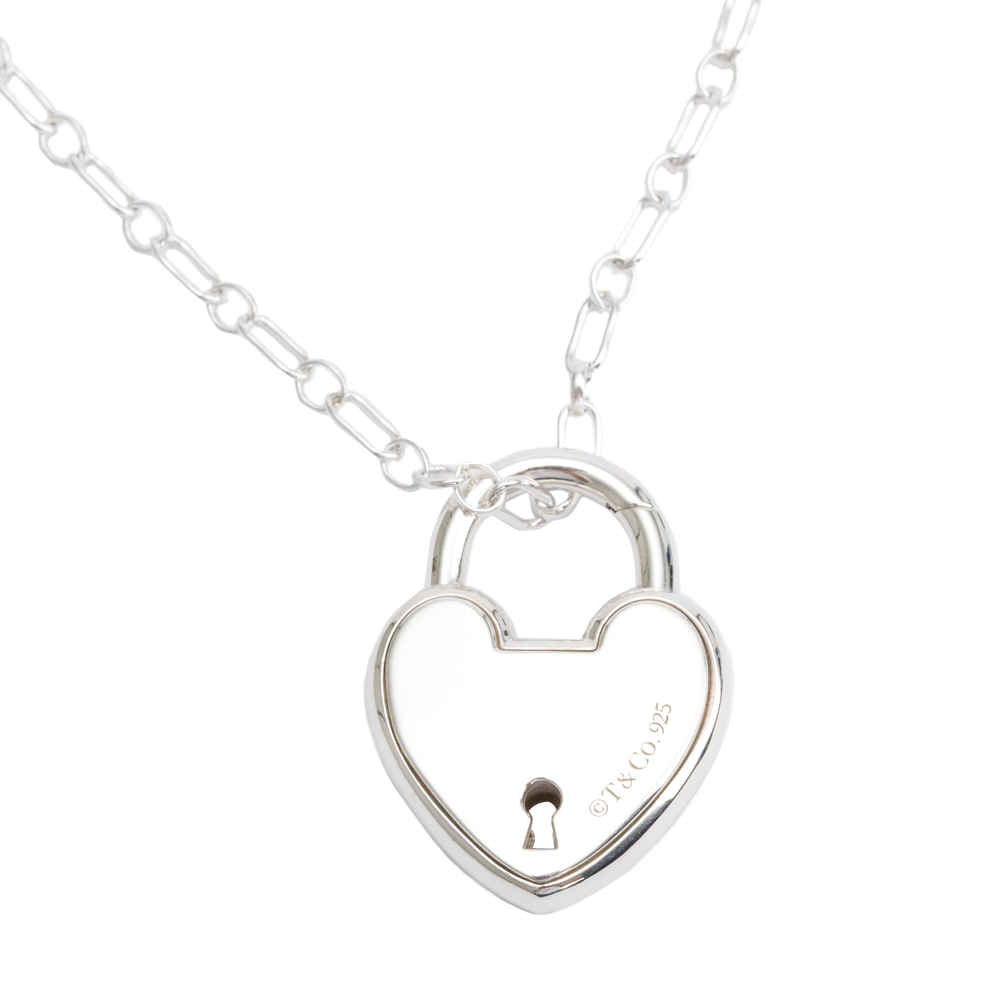 Tiffany & Co. Sterling Silver Return to Tiffany Heart Lock Charm Necklace