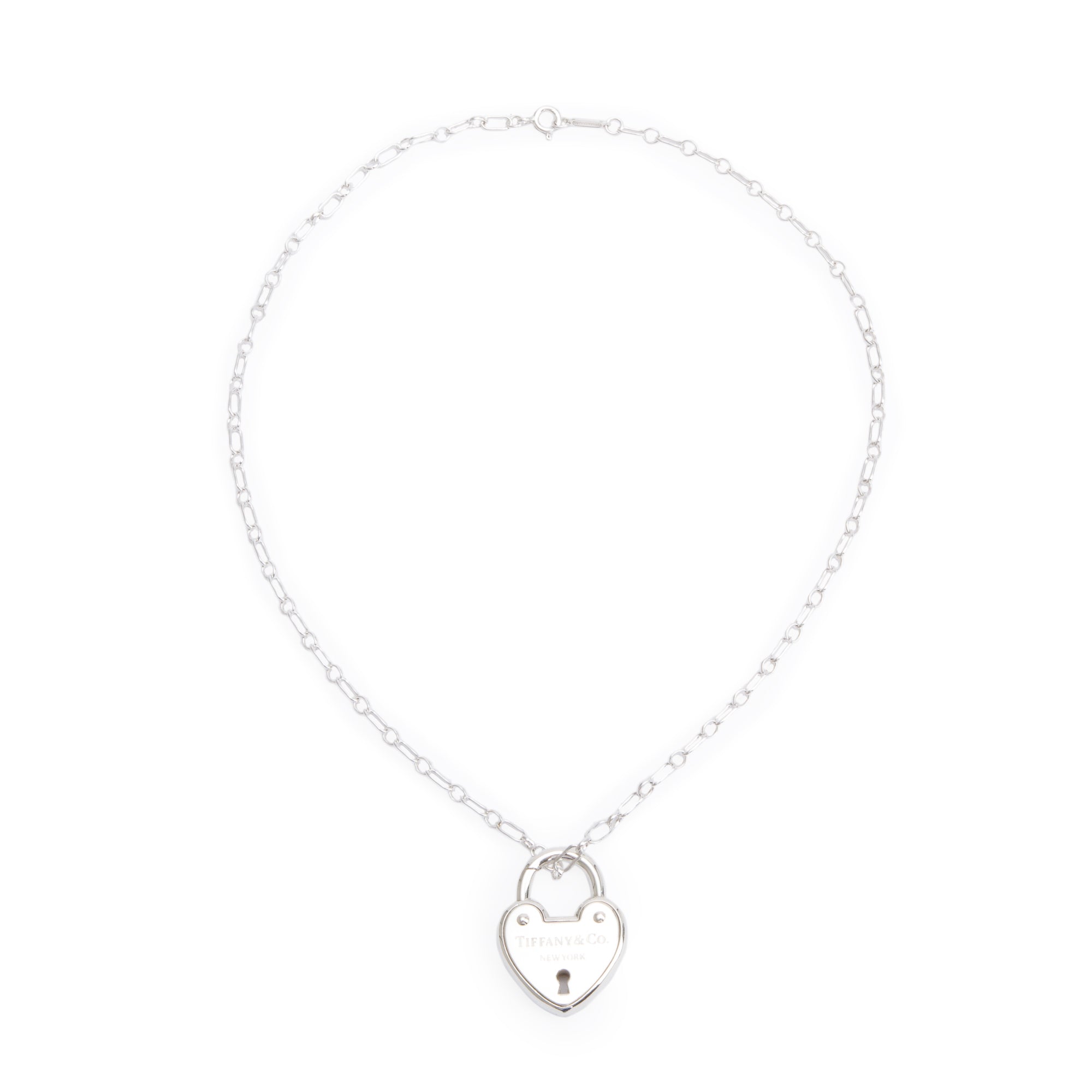 Tiffany & Co. Sterling Silver Return to Tiffany Heart Lock Charm Necklace