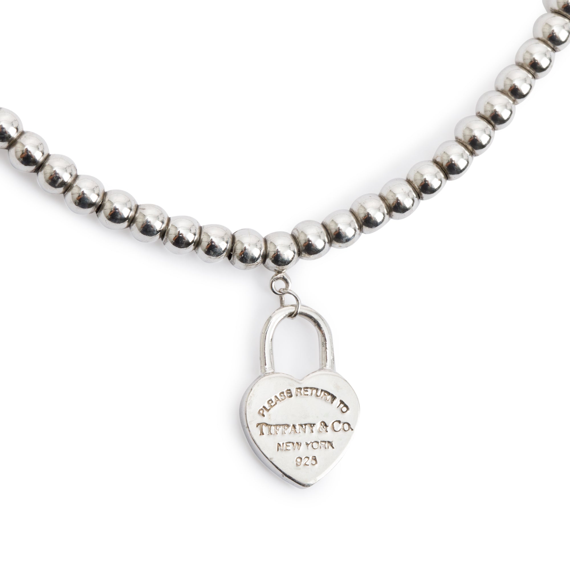 Tiffany & Co. Sterling Silver Return to Tiffany Heart Lock Mini Bead Bracelet