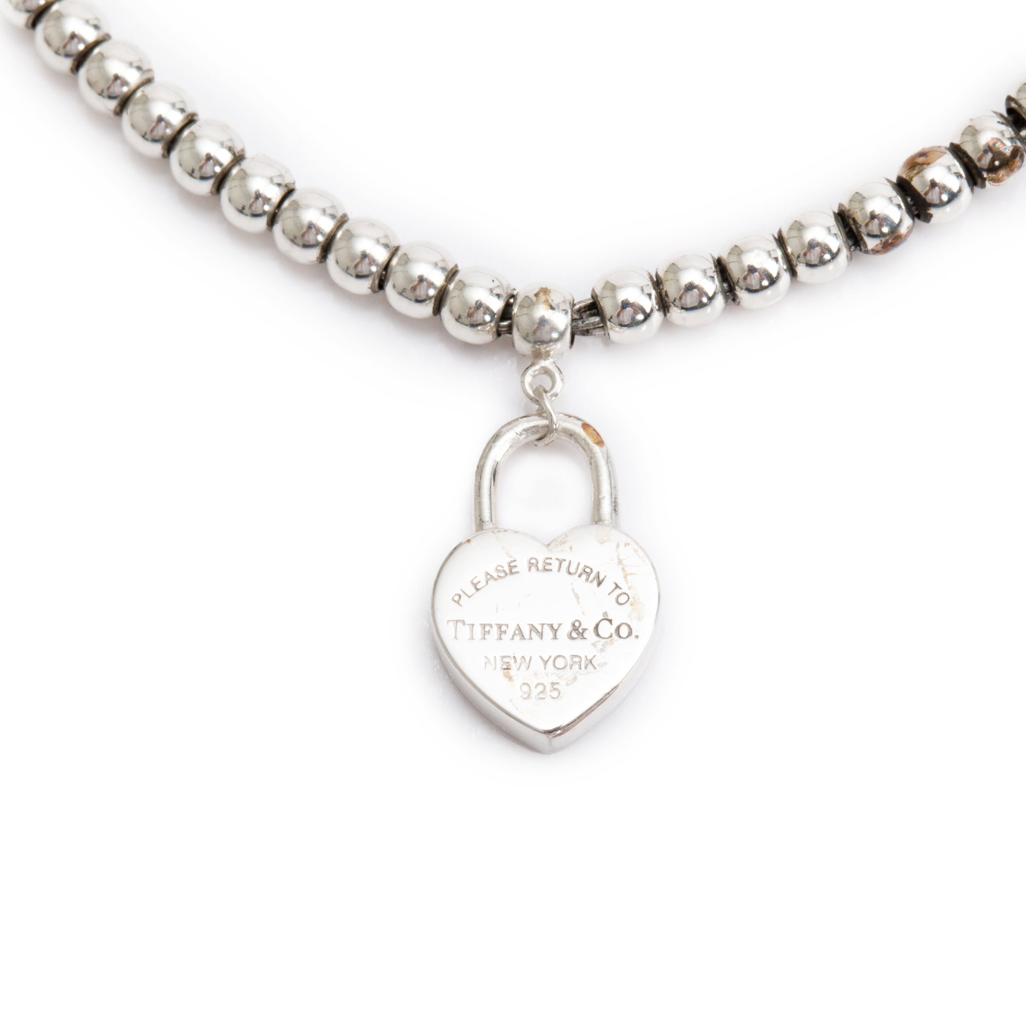 Tiffany & Co. Sterling Silver Return to Tiffany Heart Lock Mini Bead Bracelet