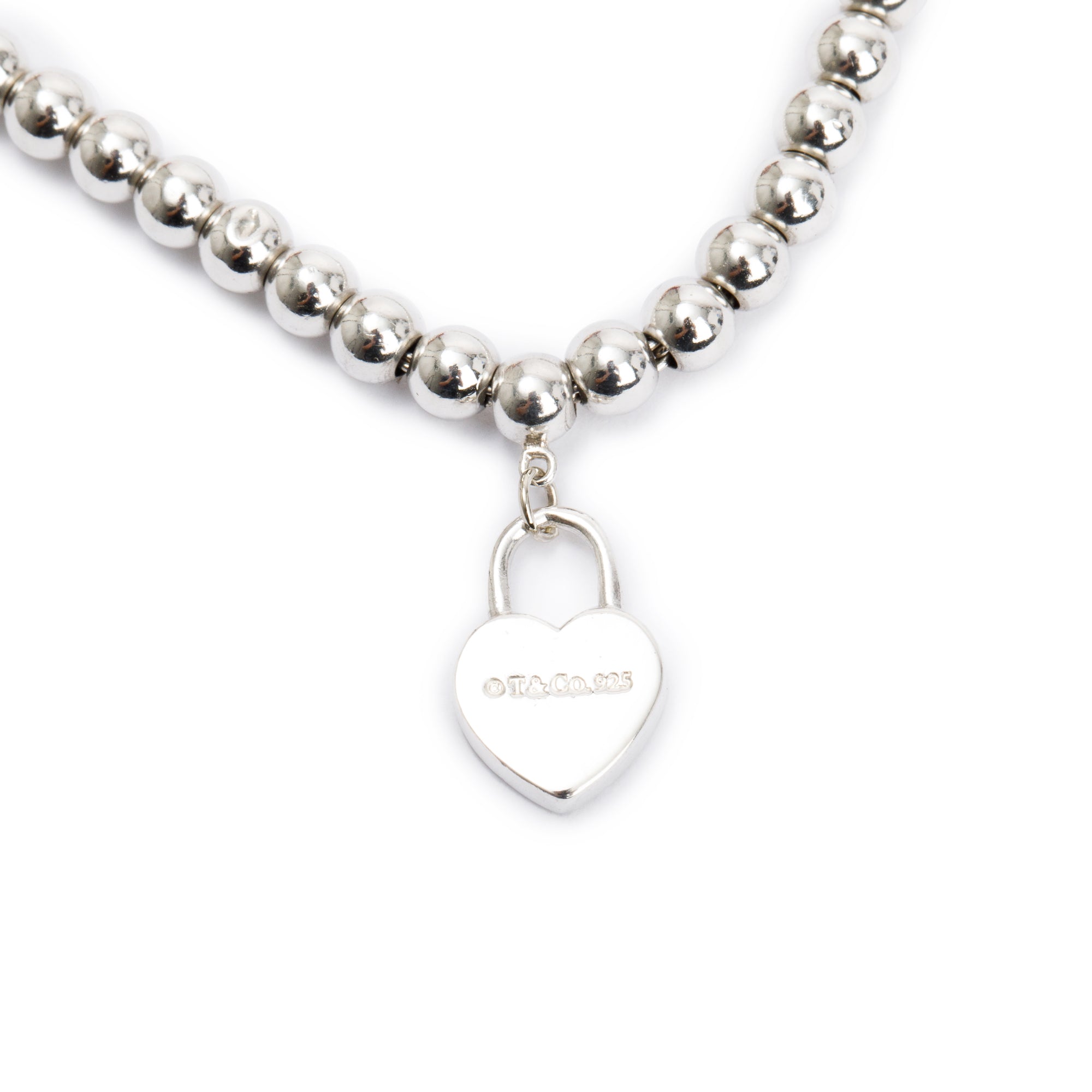 Tiffany & Co. Sterling Silver Return to Tiffany Heart Lock Mini Bead Bracelet