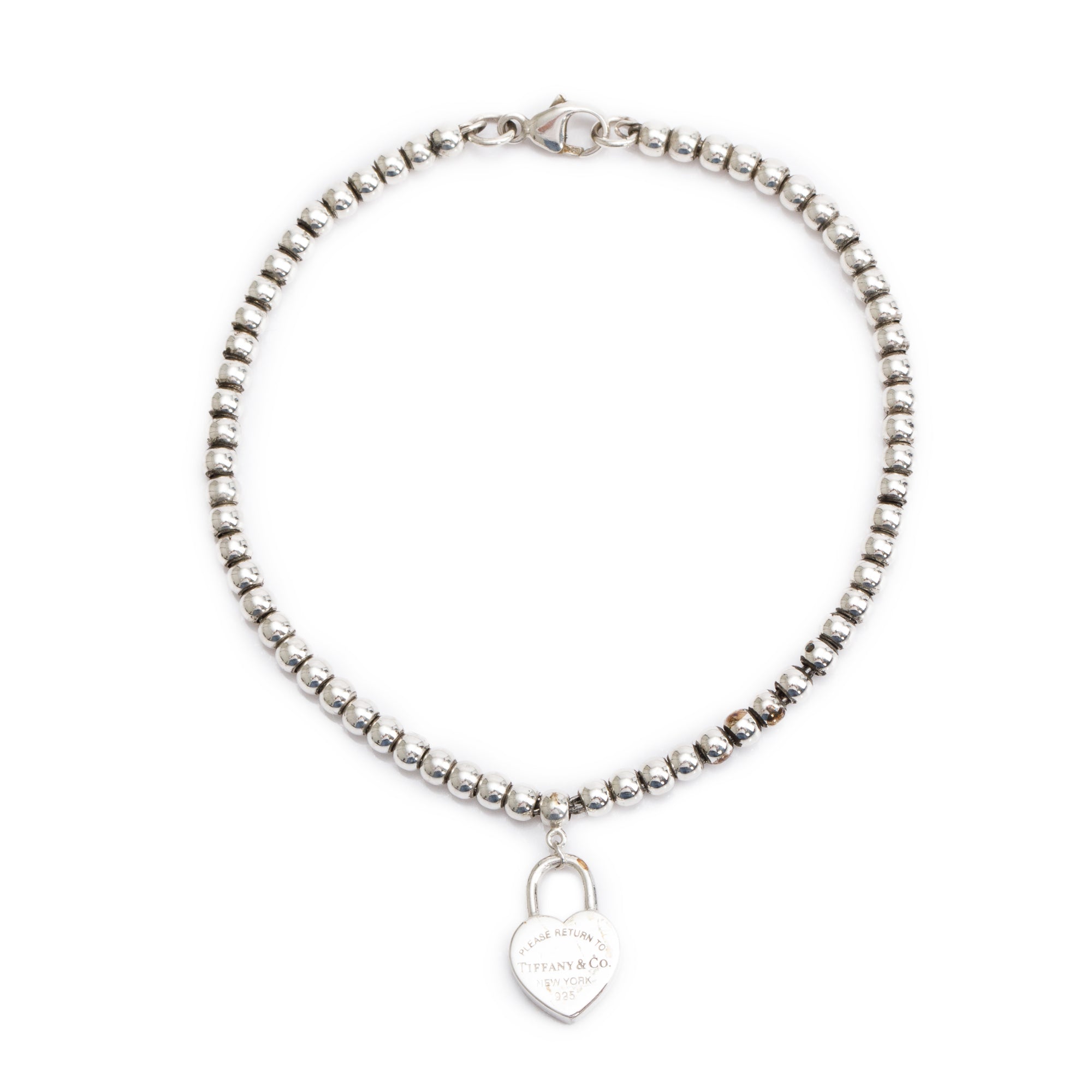Tiffany & Co. Sterling Silver Return to Tiffany Heart Lock Mini Bead Bracelet