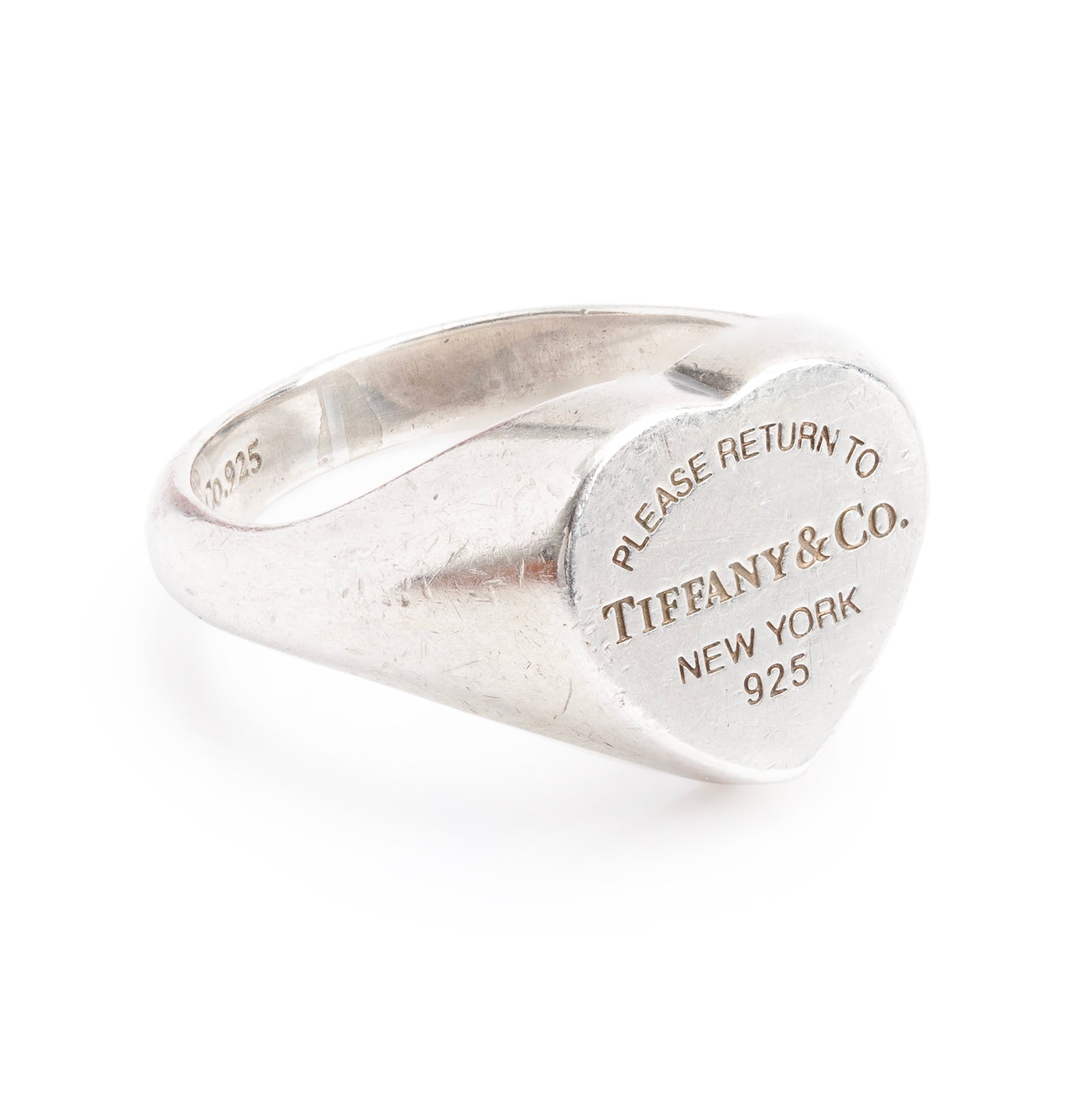 Tiffany & Co. Sterling Silver Return to Tiffany Heart Signet Ring, Size 4