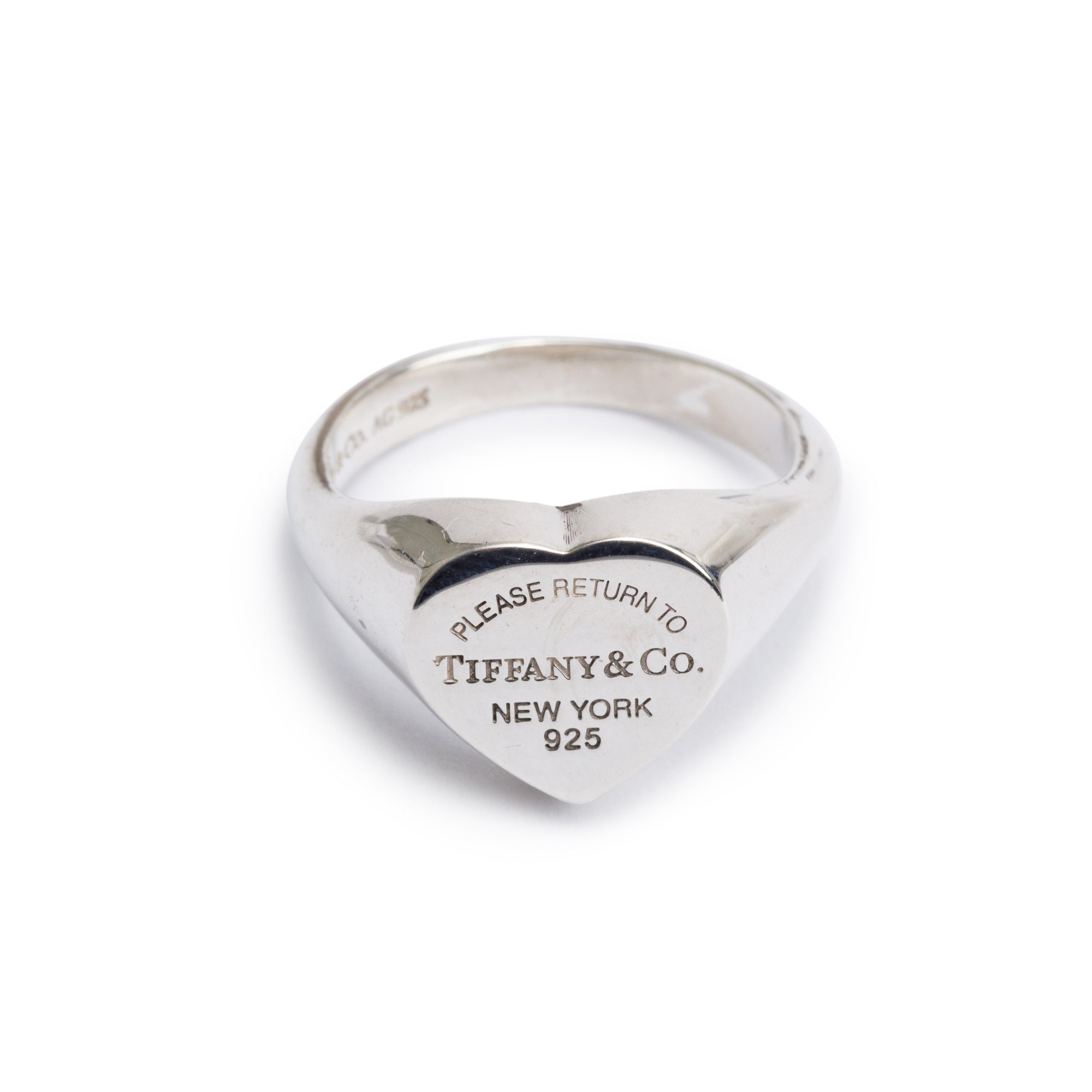Tiffany & Co. Sterling Silver Return to Tiffany Heart Signet Ring, Size 5.25