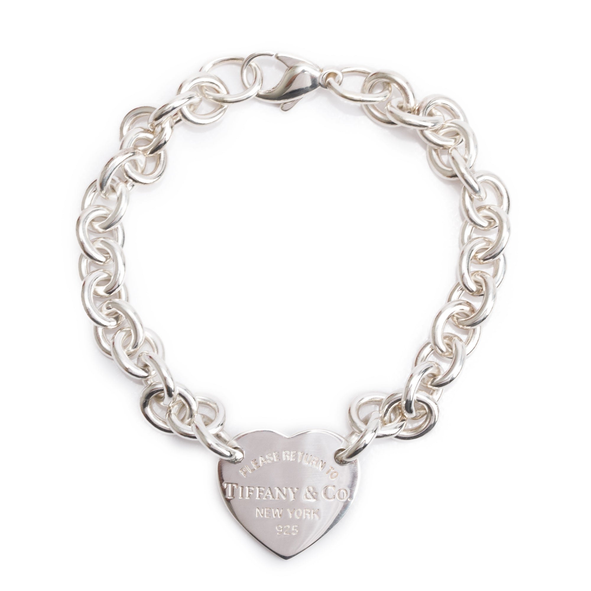 Tiffany & Co. Sterling Silver Return to Tiffany Heart Tag Charm Bracelet w/ Box