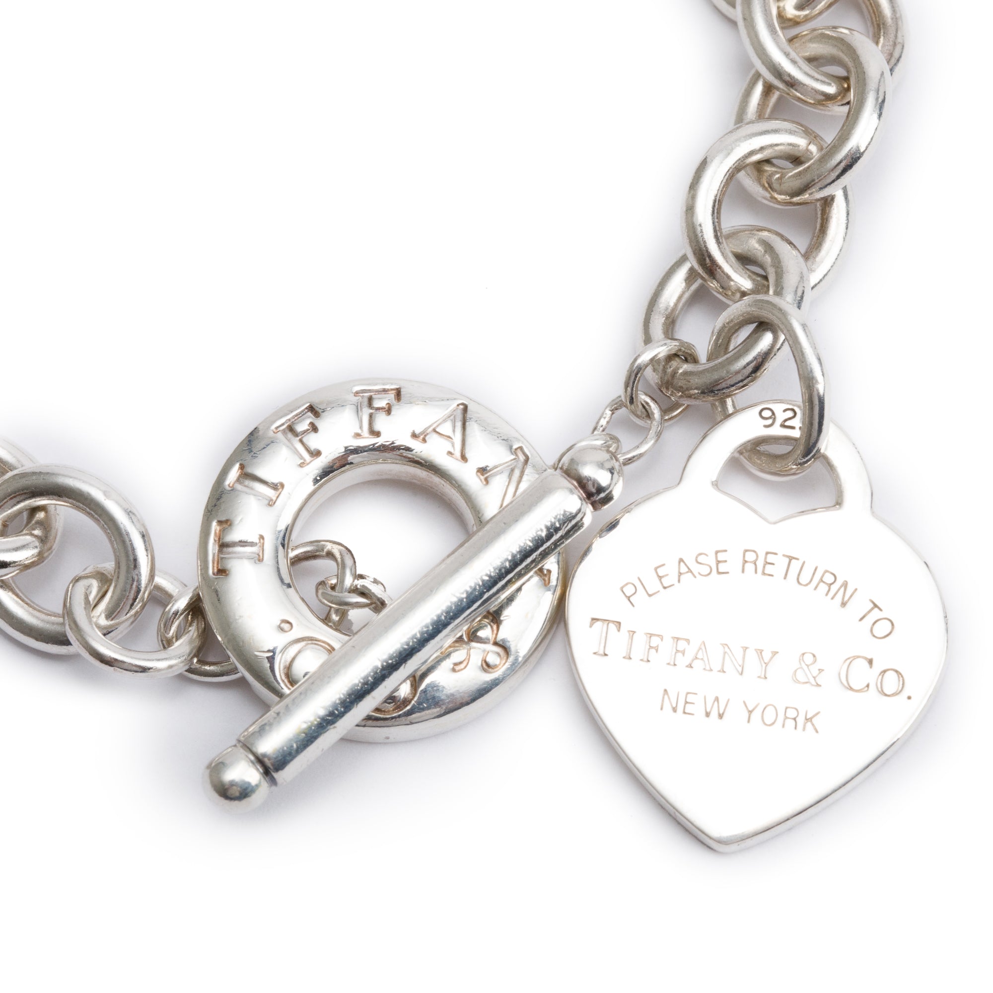 Tiffany & Co. Sterling Silver Return to Tiffany Heart Tag Charm Bracelet with Toggle Clasp