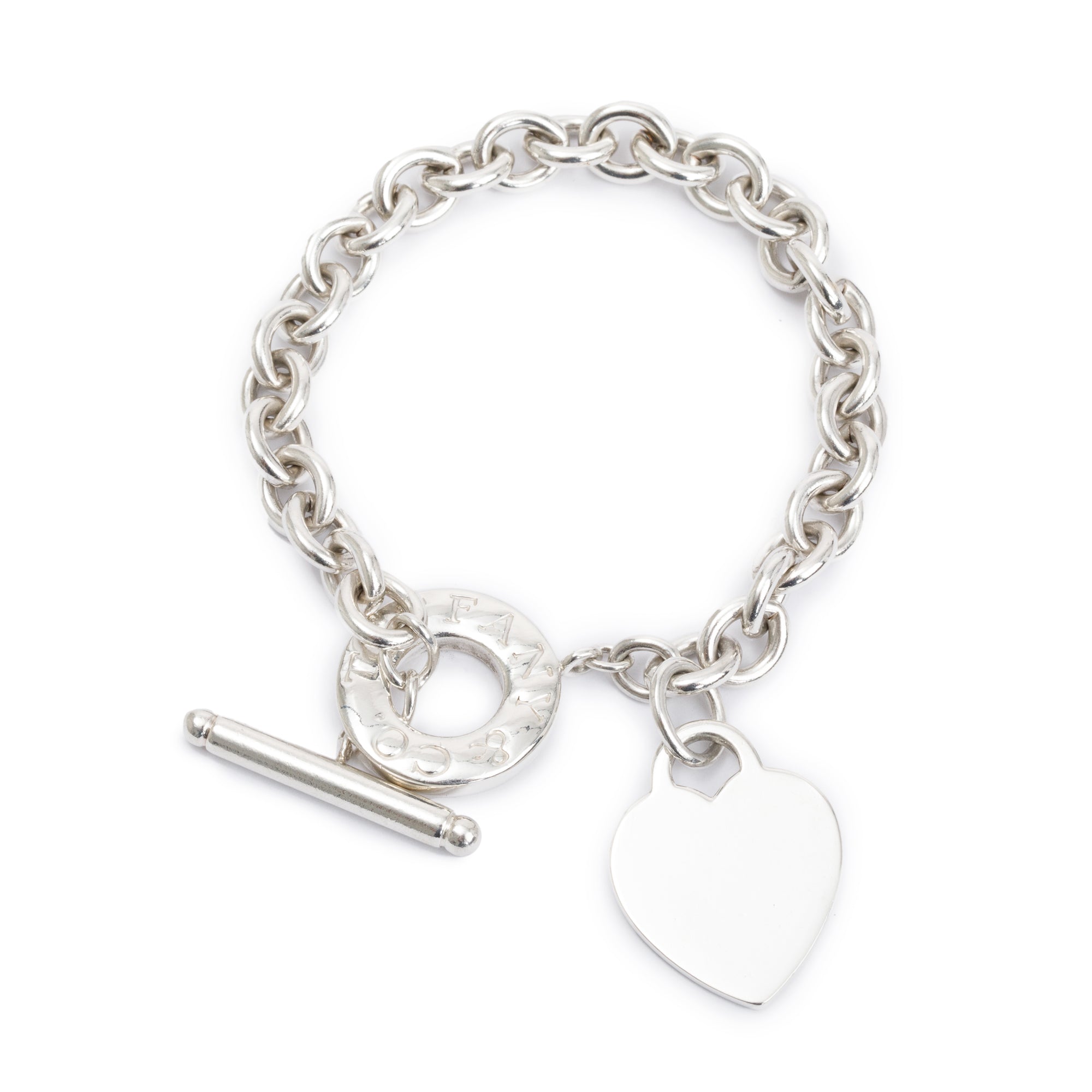 Tiffany & Co. Sterling Silver Return to Tiffany Heart Tag Charm Bracelet with Toggle Clasp