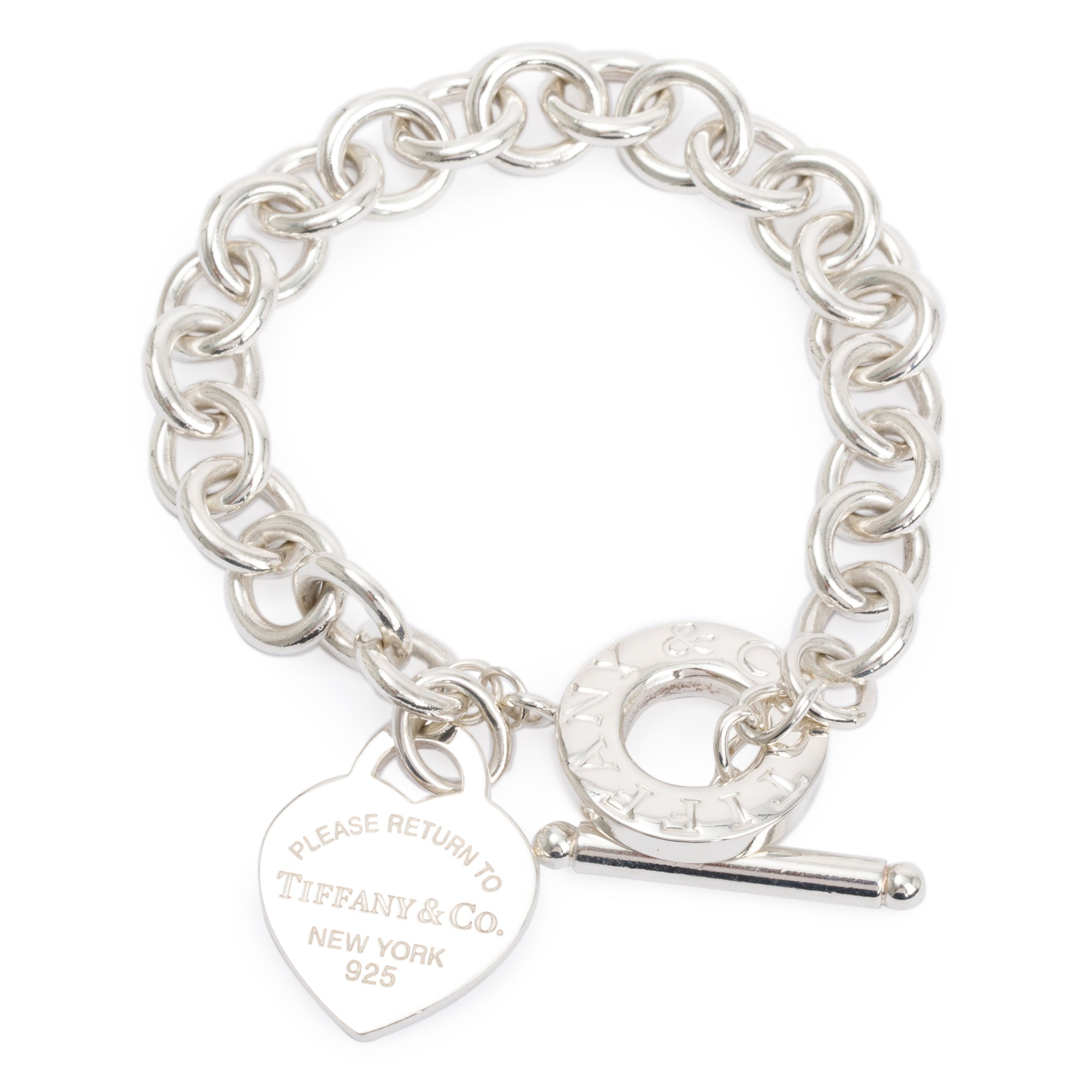 Tiffany & Co. Sterling Silver Return to Tiffany Heart Tag Charm Bracelet with Toggle Clasp