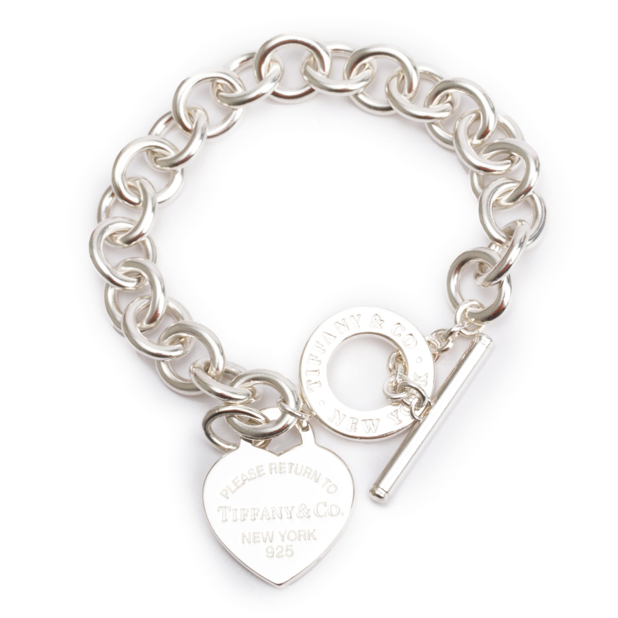 Tiffany & Co. Sterling Silver Return to Tiffany Heart Tag Charm Bracelet with Toggle Clasp