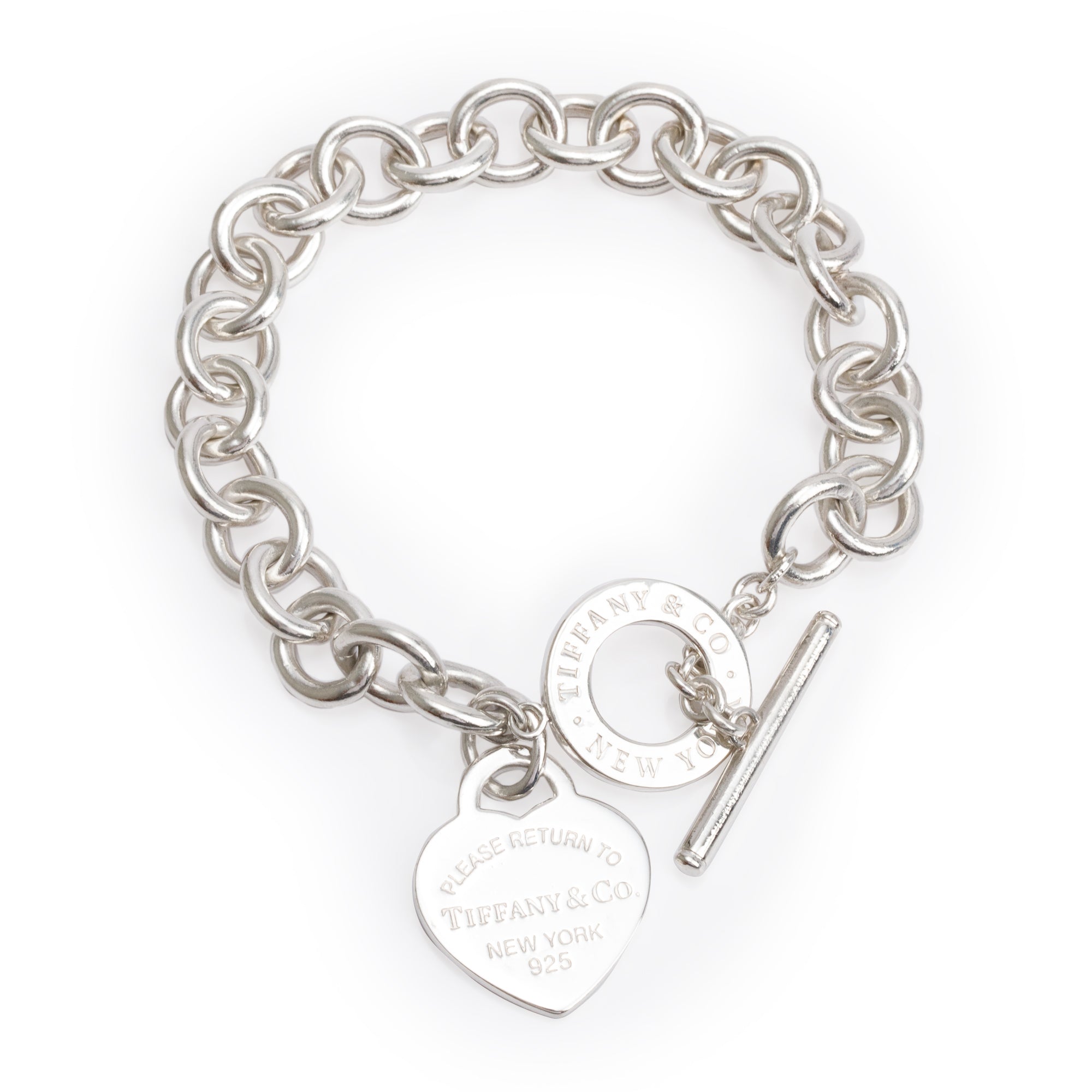 Tiffany & Co. Sterling Silver Return to Tiffany Heart Tag Charm Bracelet with Toggle Clasp