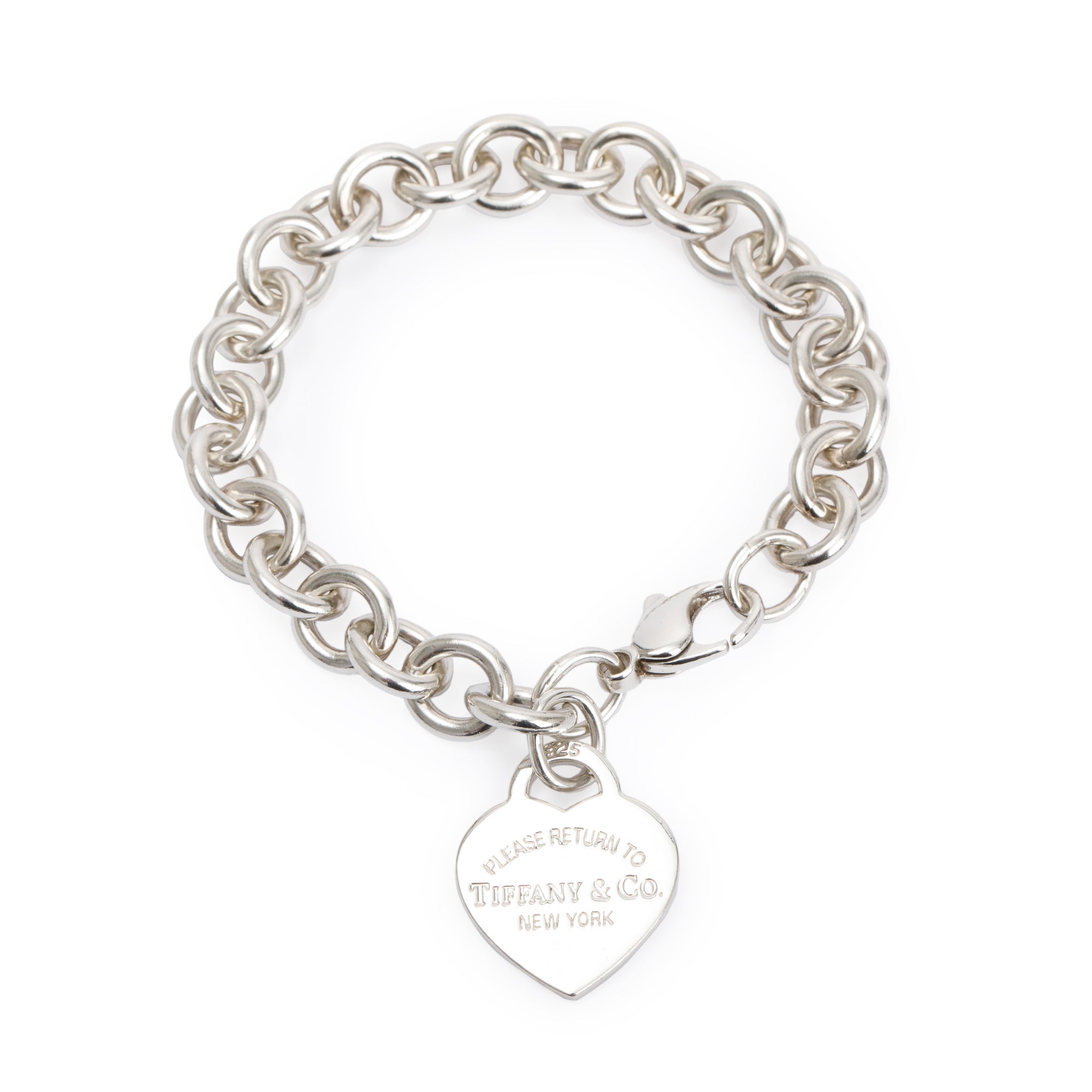 Tiffany & Co. Sterling Silver Return to Tiffany Heart Tag Charm Bracelet
