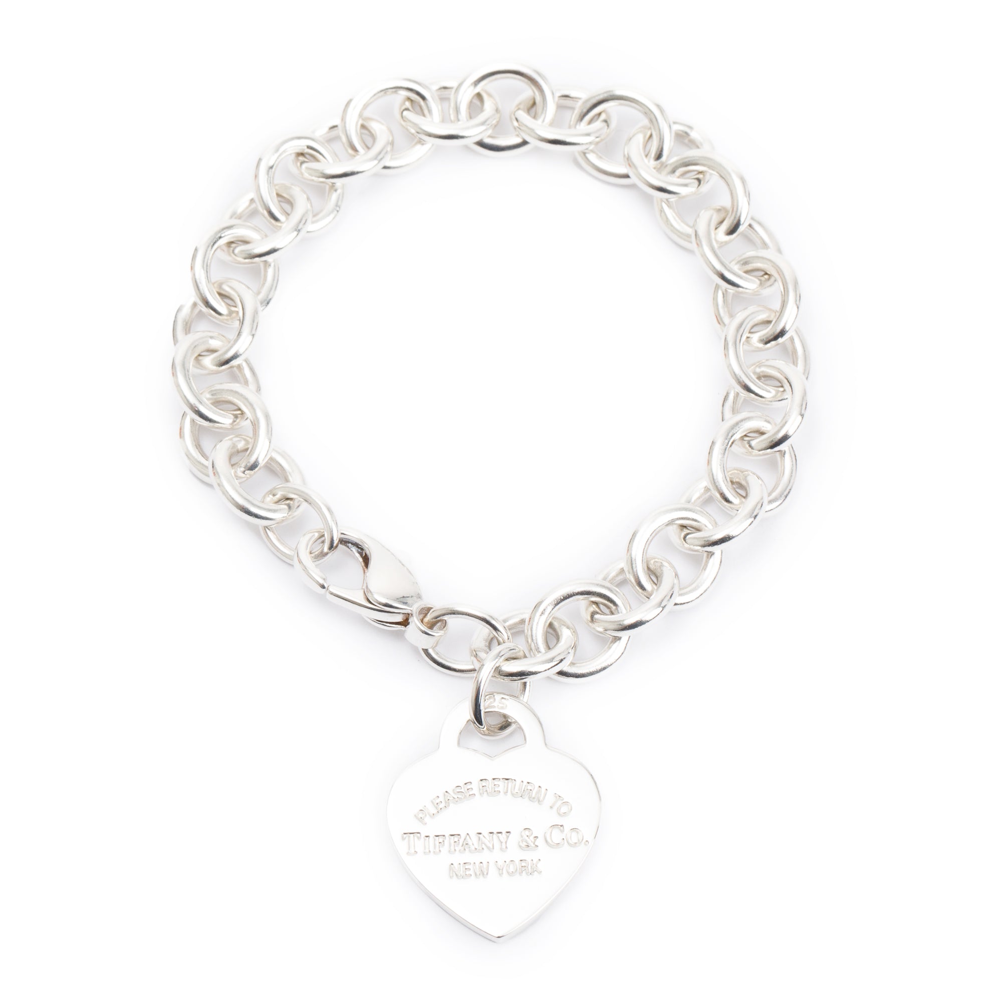 Tiffany & Co. Sterling Silver Return to Tiffany Heart Tag Charm Bracelet