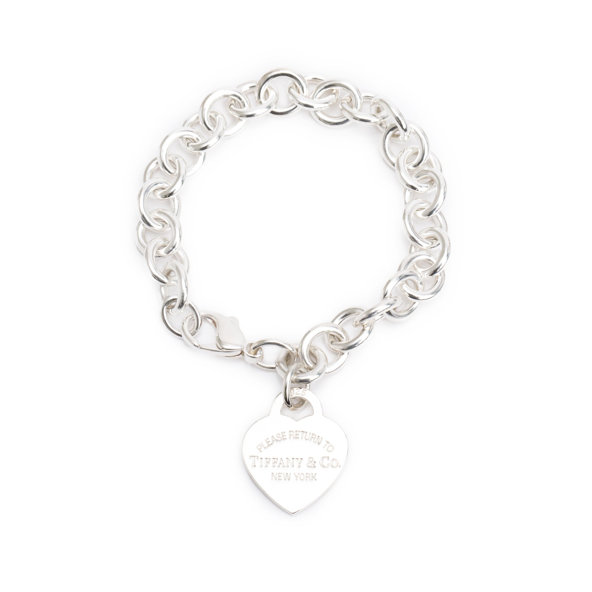 Tiffany & Co. Sterling Silver Return to Tiffany Heart Tag Charm Bracelet