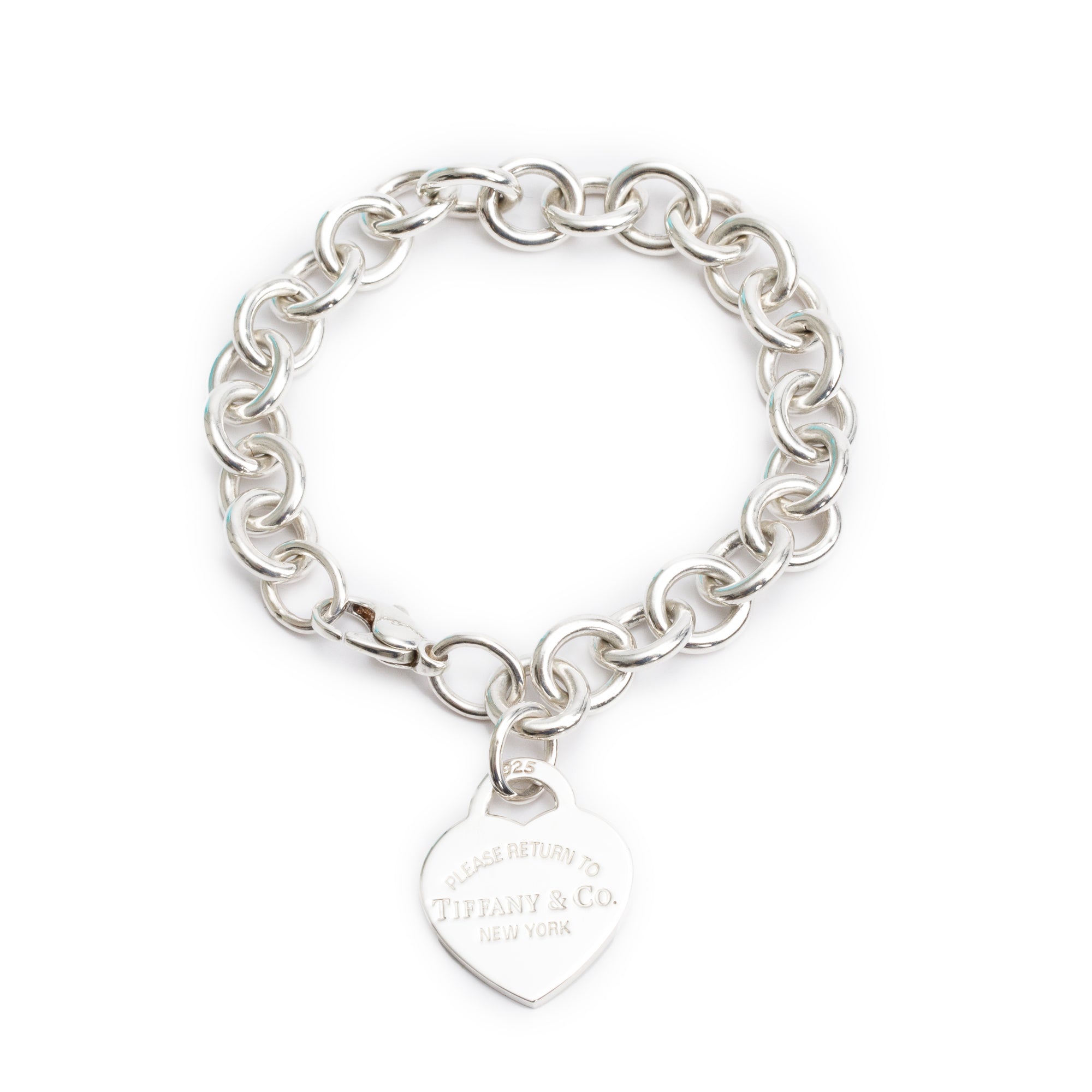 Tiffany & Co. Sterling Silver Return to Tiffany Heart Tag Charm Bracelet