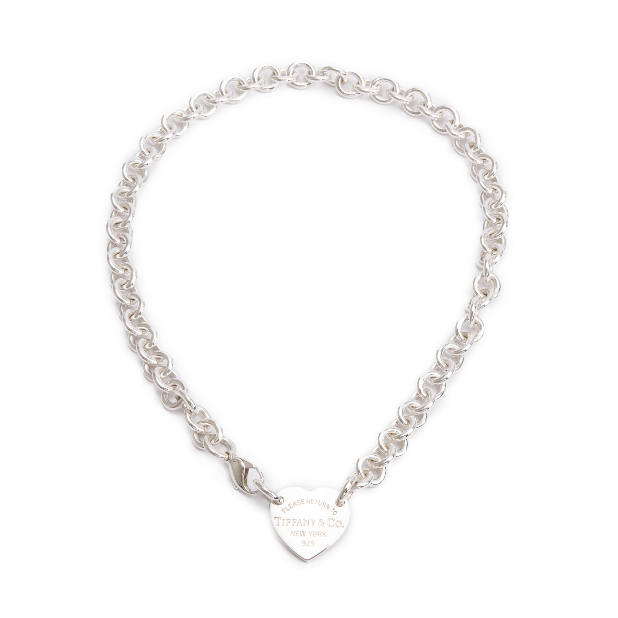 Tiffany & Co. Sterling Silver Return to Tiffany Heart Tag Choker Necklace