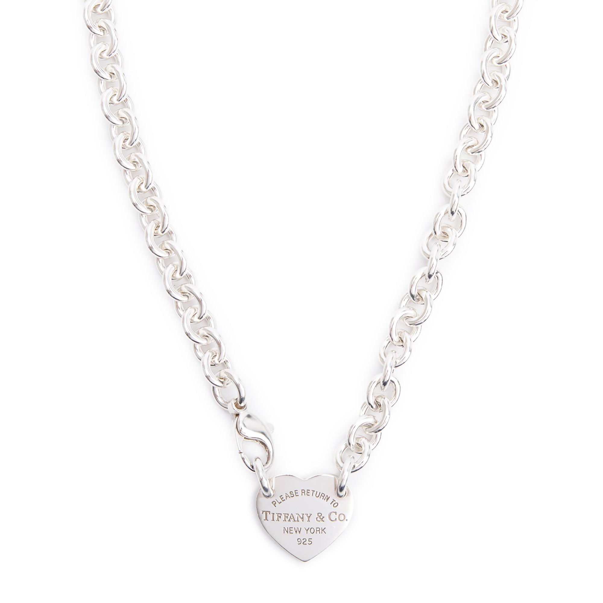 Tiffany & Co. Sterling Silver Return to Tiffany Heart Tag Choker Necklace