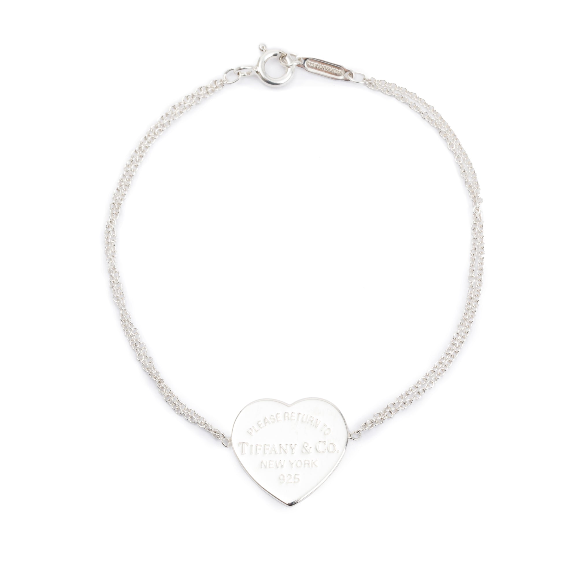 Tiffany & Co. Sterling Silver Return to Tiffany Heart Tag Double Chain Bracelet