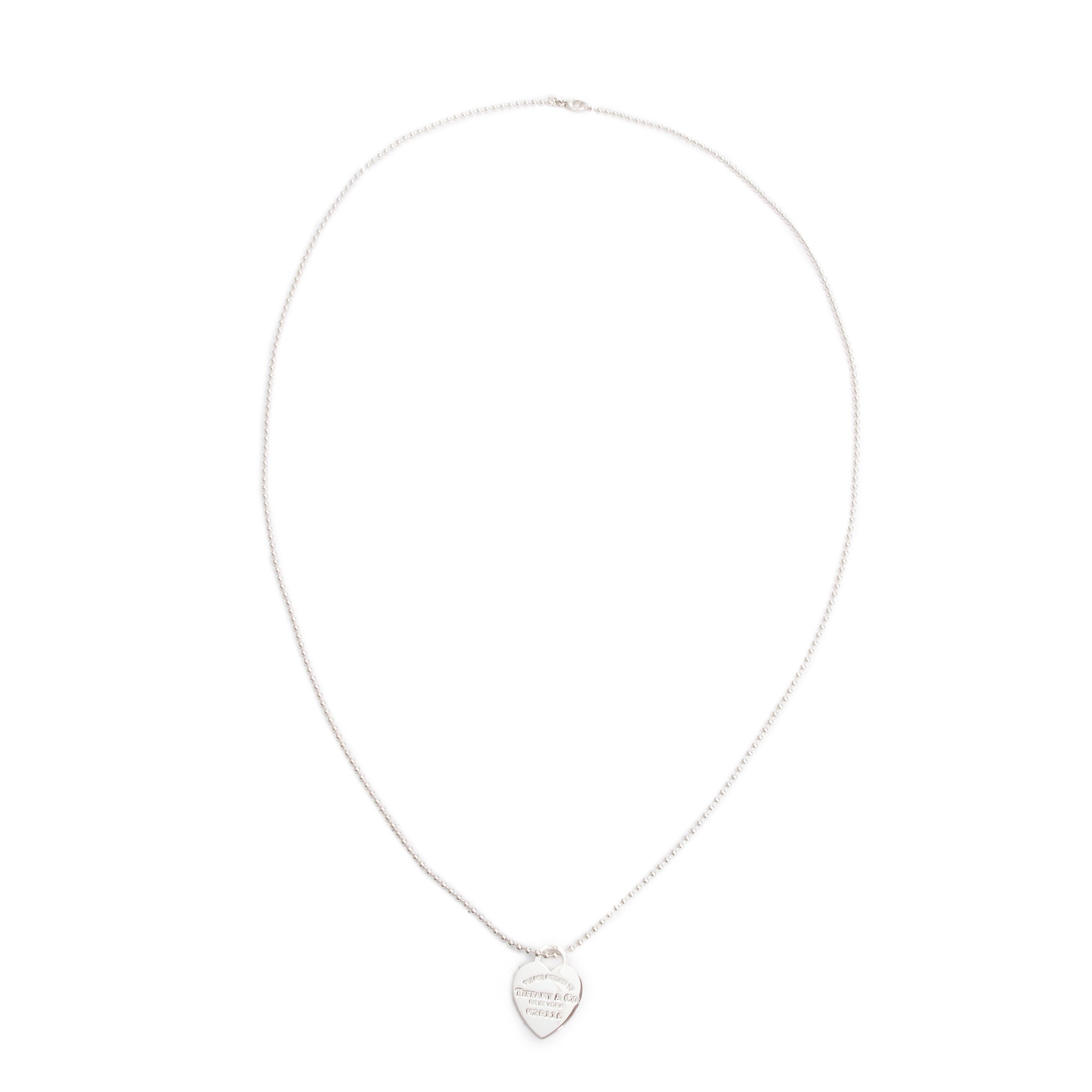 Tiffany & Co. Sterling Silver Return to Tiffany Large Heart Tag Pendant on Beaded Chain