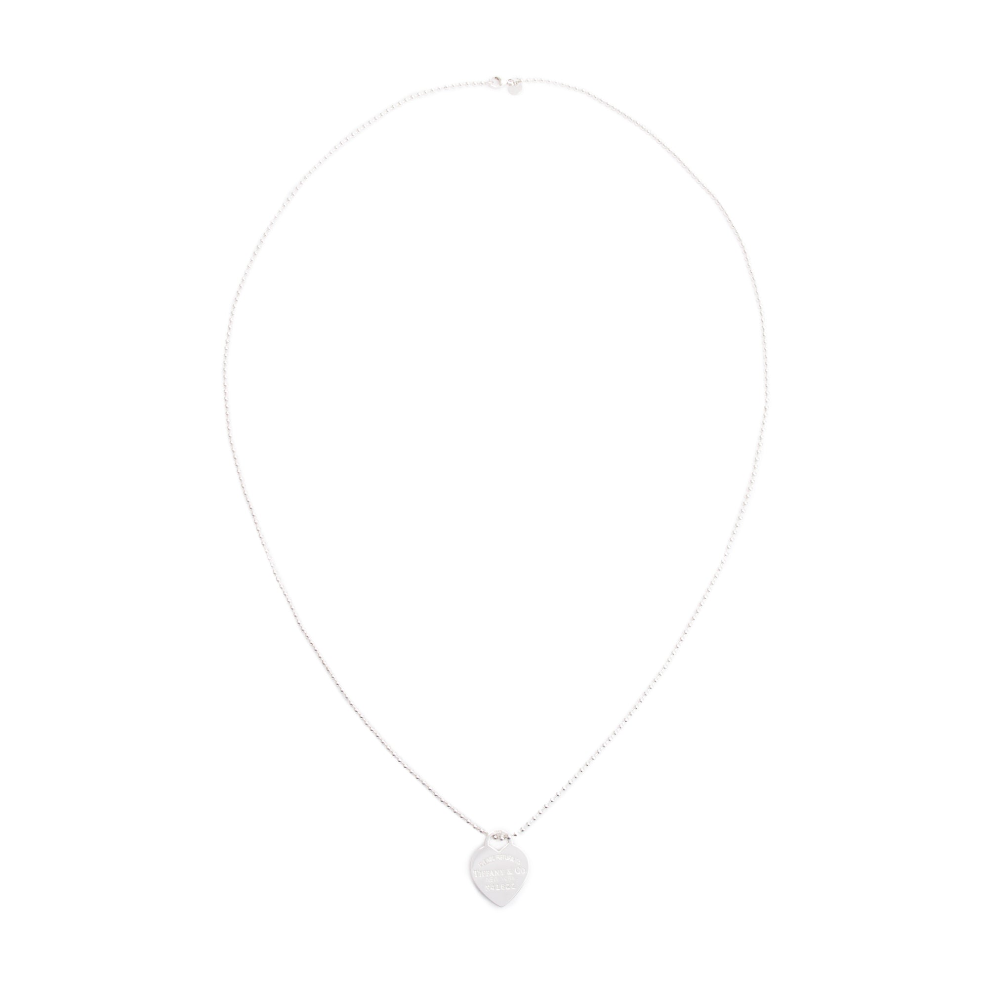 Tiffany & Co. Sterling Silver Return to Tiffany Large Heart Tag Pendant on Beaded Chain