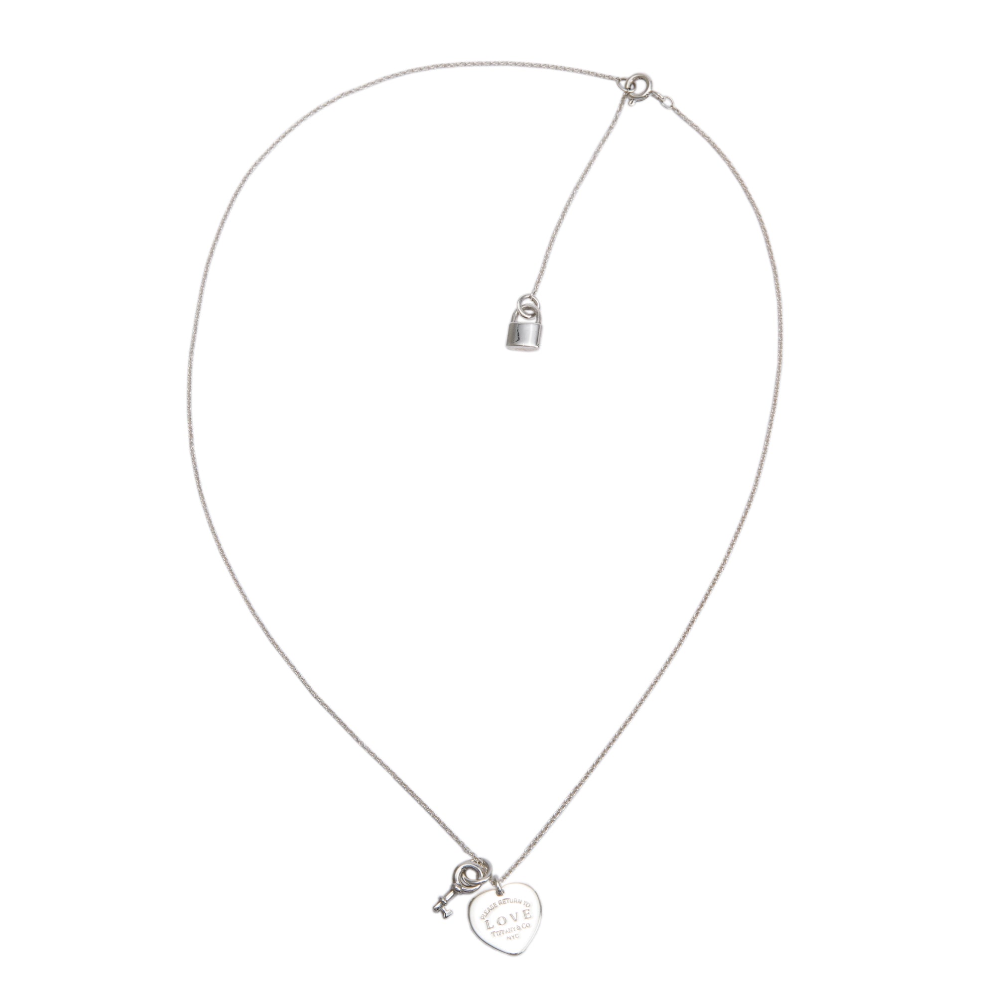 Tiffany & Co. Sterling Silver Return to Tiffany Love Heart Tag Key Pendant Necklace w/ Box