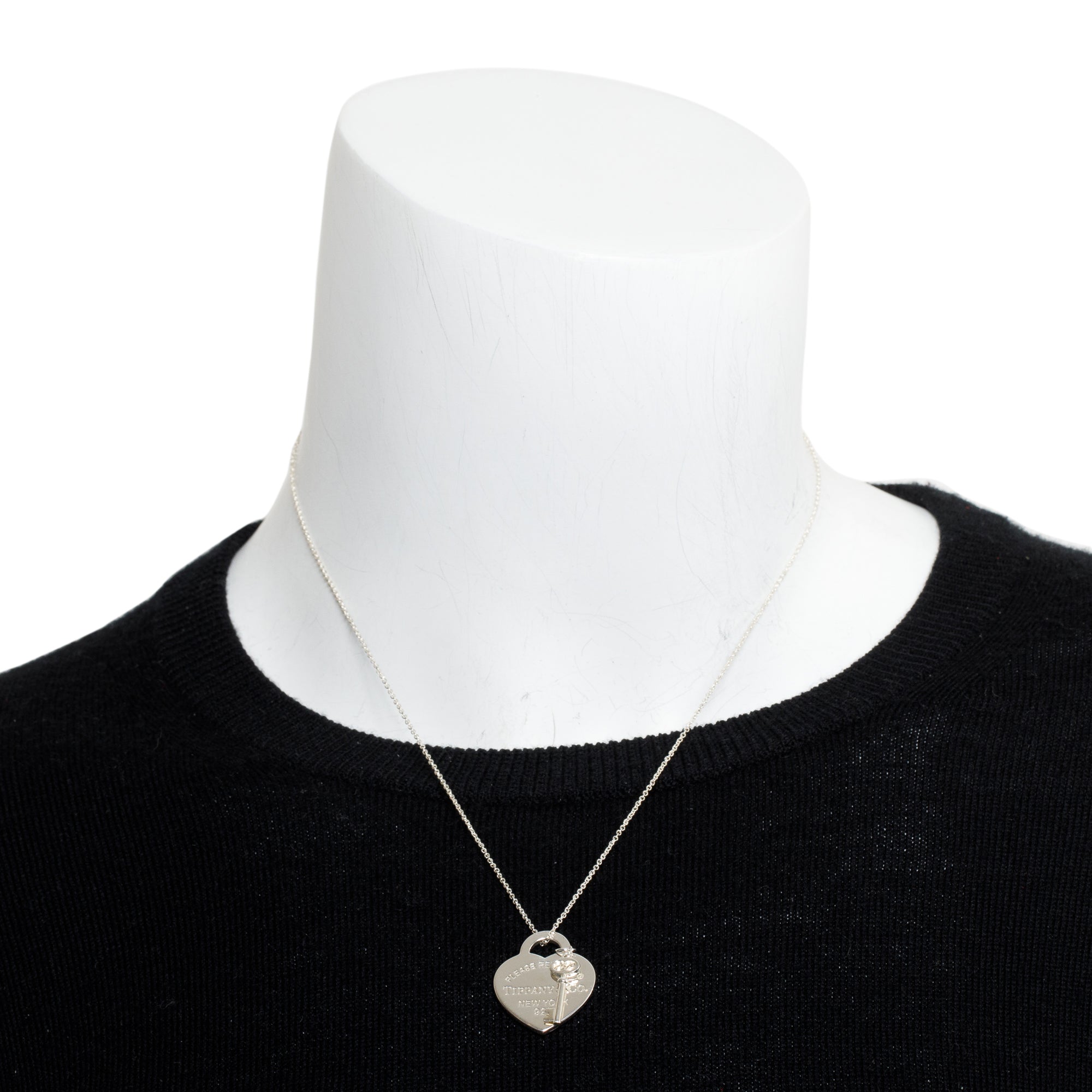 Tiffany & Co. Sterling Silver Return to Tiffany Medium Heart Tag & Key Pendant Necklace w/ Box & Receipt
