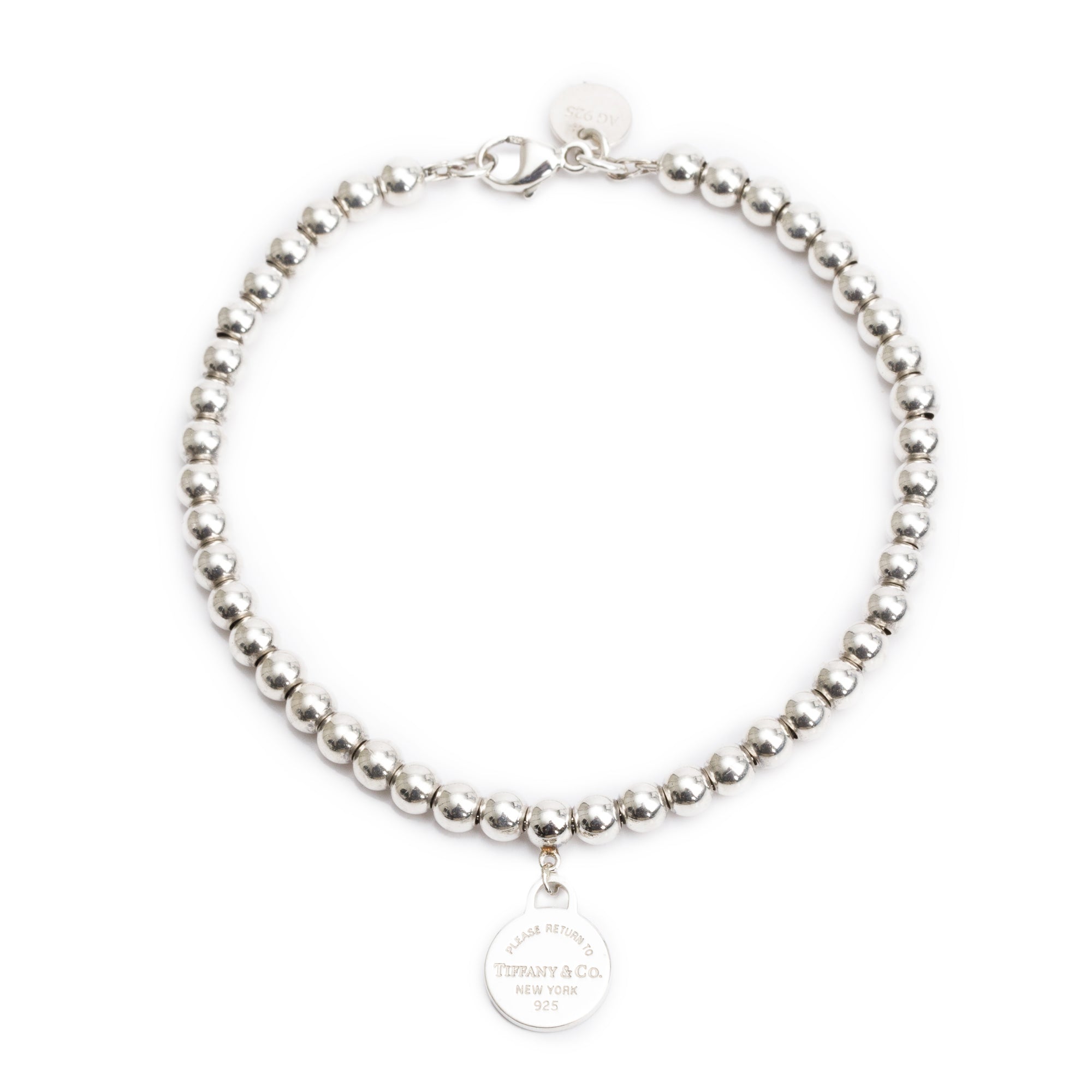 Tiffany & Co. Sterling Silver Return to Tiffany Mini Round Tag 4 MM Bead Bracelet