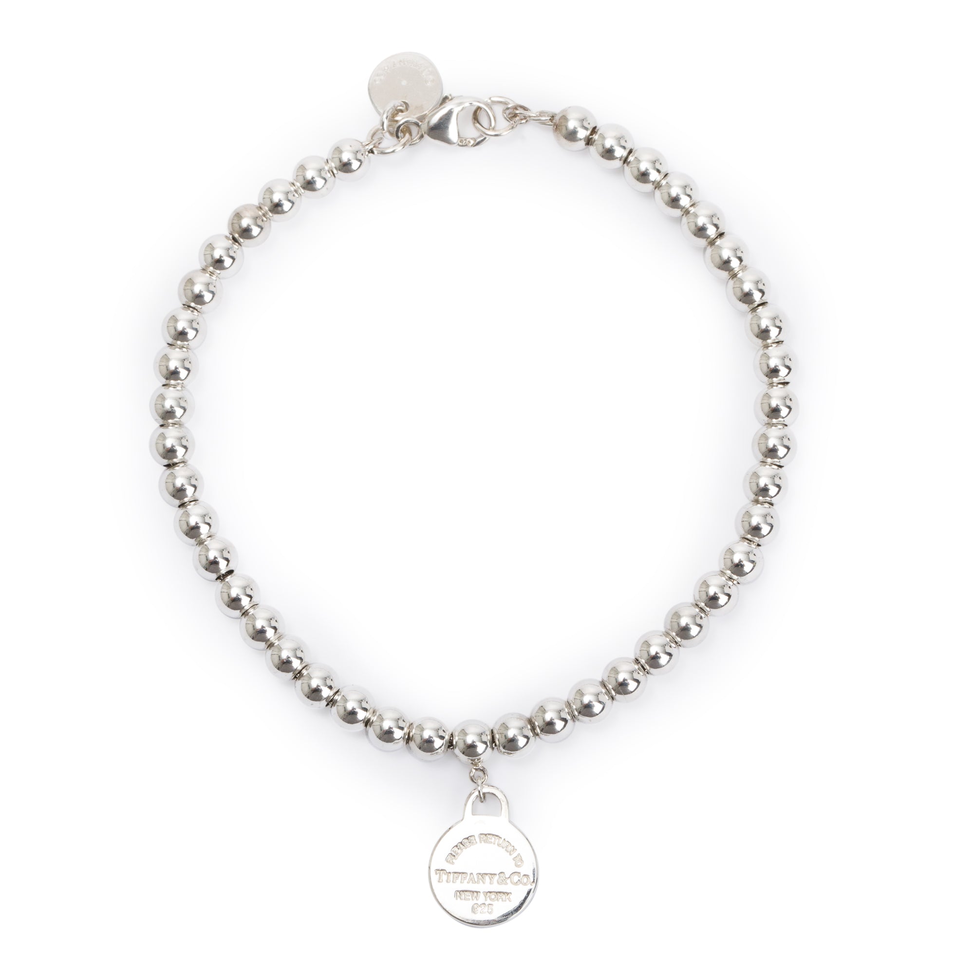 Tiffany & Co. Sterling Silver Return to Tiffany Mini Round Tag 4MM Bead Bracelet