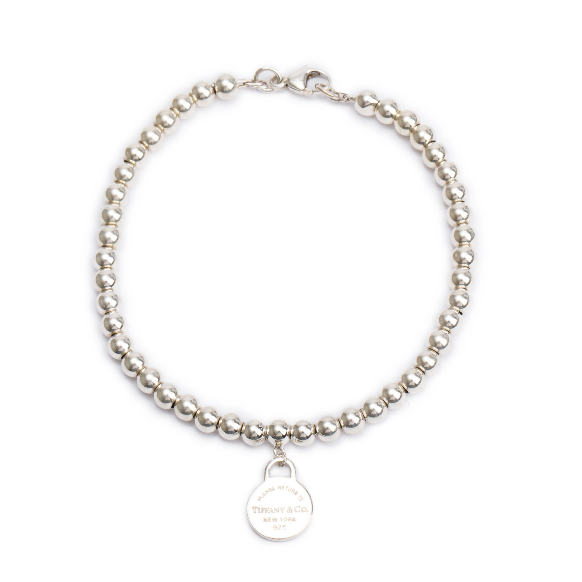 Tiffany & Co. Sterling Silver Return to Tiffany Mini Round Tag 4MM Bead Bracelet