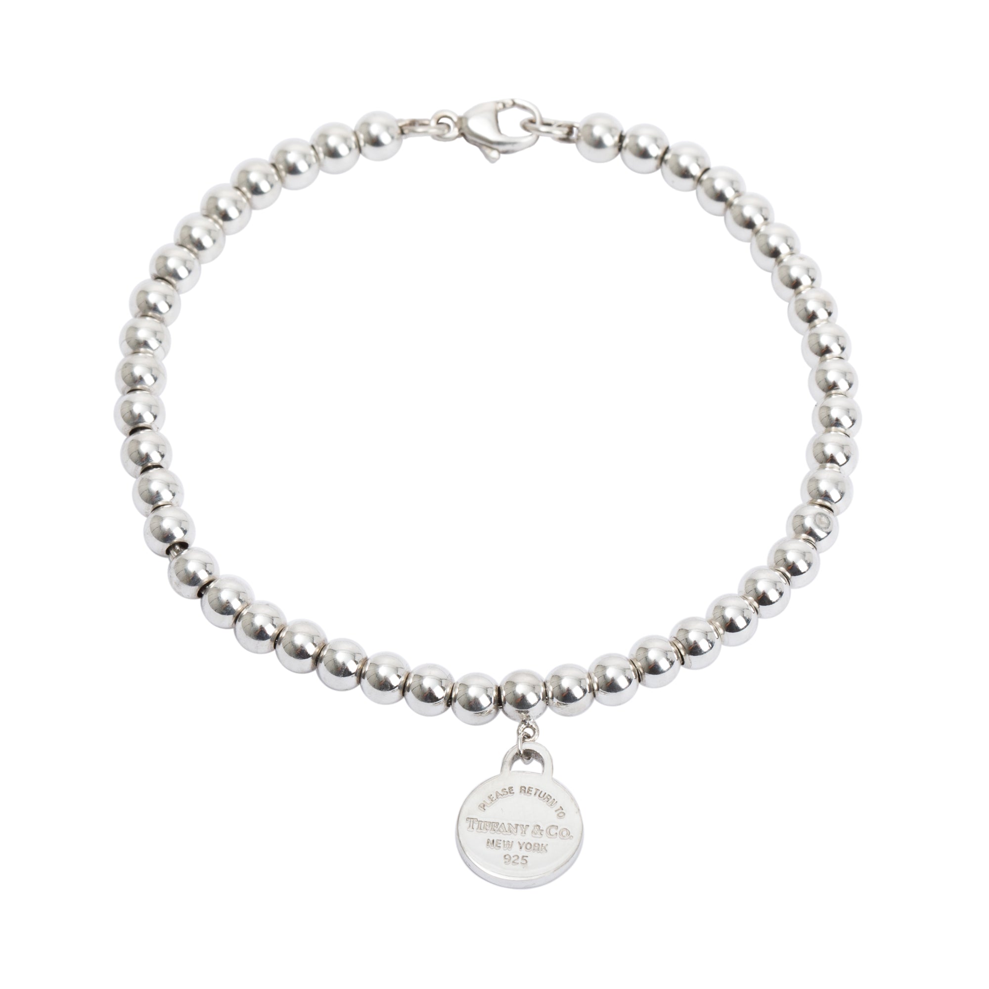 Tiffany & Co. Sterling Silver Return to Tiffany Mini Round Tag Bead Bracelet
