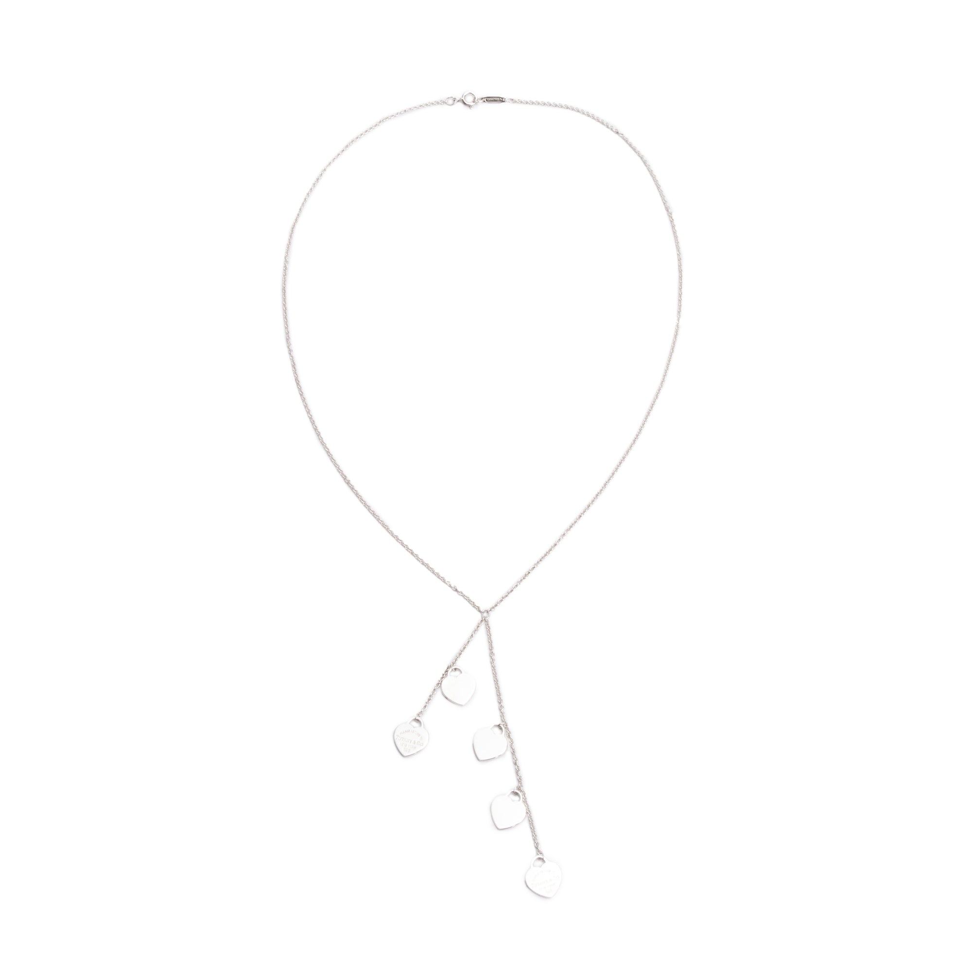 Tiffany & Co. Sterling Silver Return to Tiffany Multi Heart Tag Drop Necklace