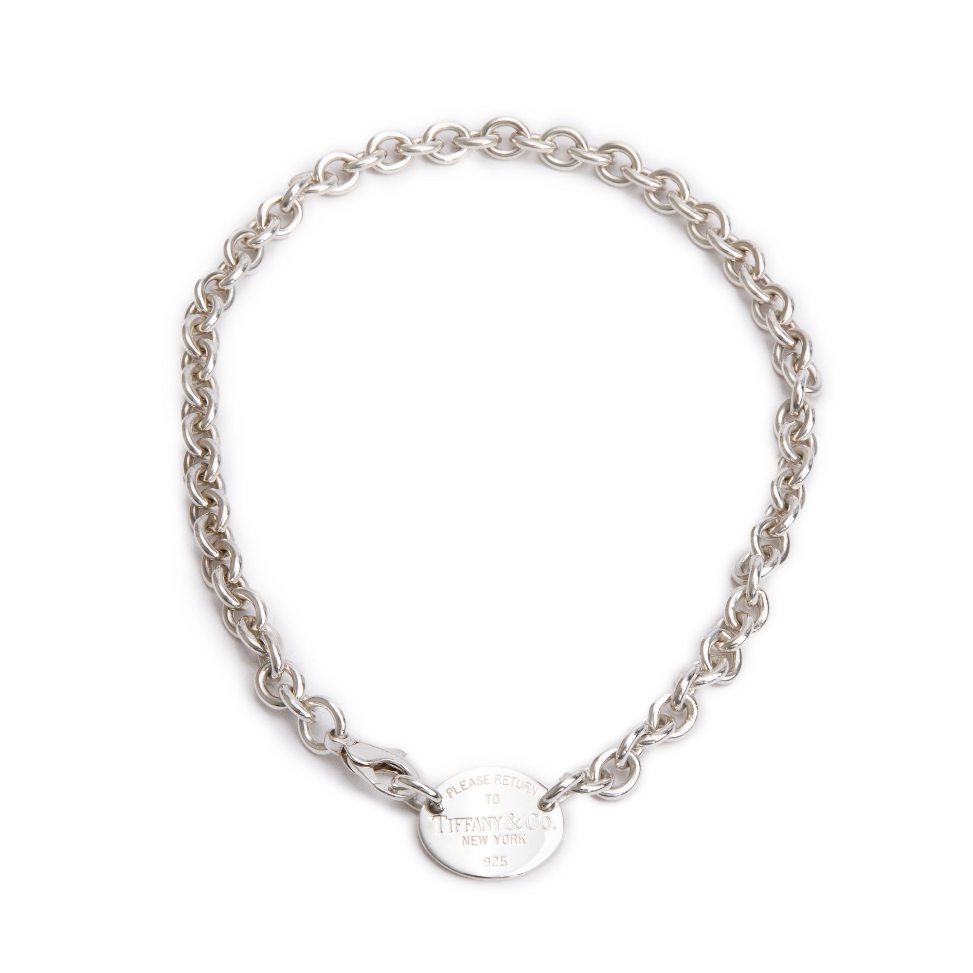 Tiffany Sterling Silver Return to Tiffany Oval Tag Choker