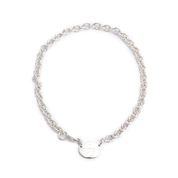 Tiffany Sterling Silver Return to Tiffany Oval Tag Choker