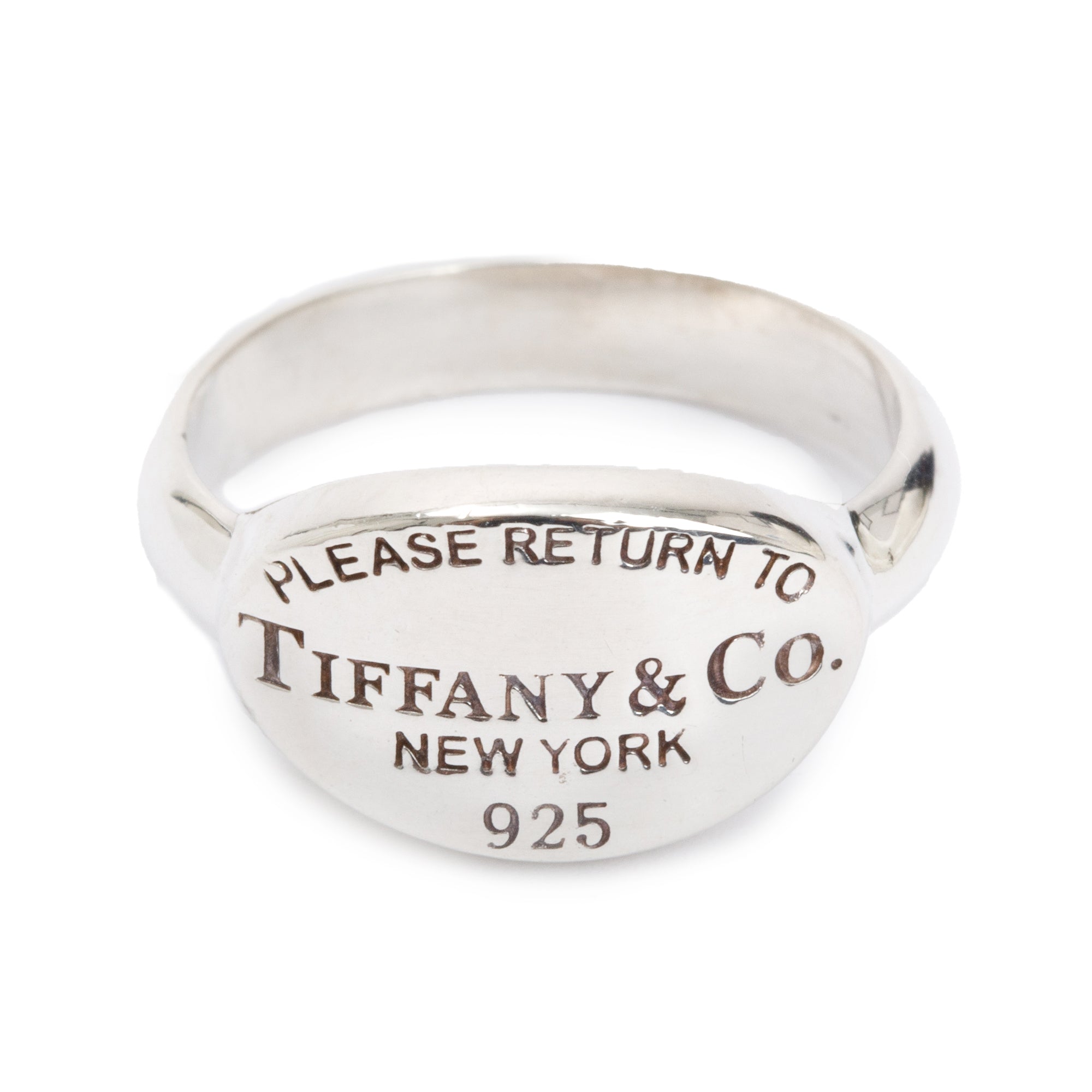 Tiffany & Co. Sterling Silver Return to Tiffany Oval Tag Ring, Ring Size 5.5