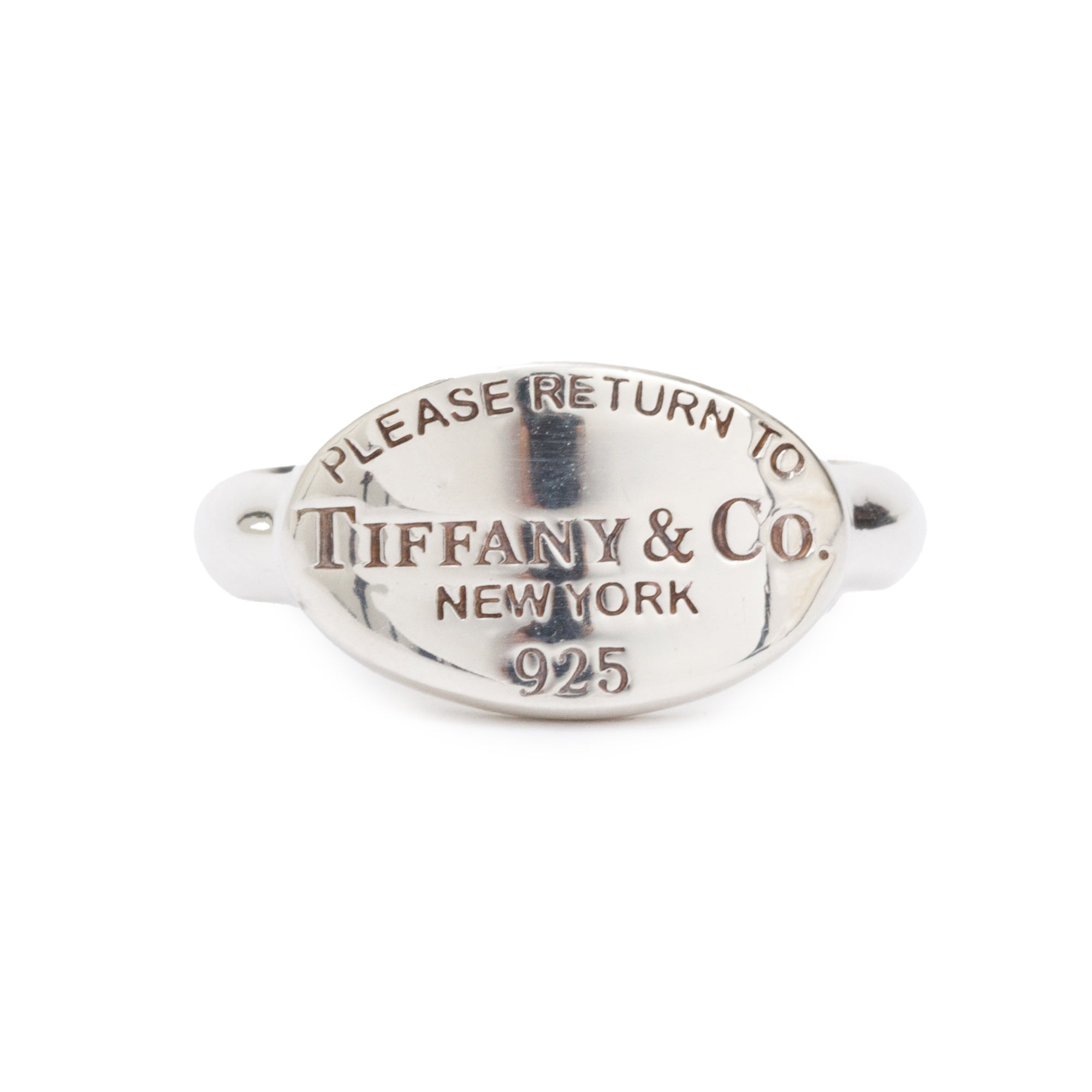 Tiffany & Co. Sterling Silver Return to Tiffany Oval Tag Ring, Ring Size 5.5