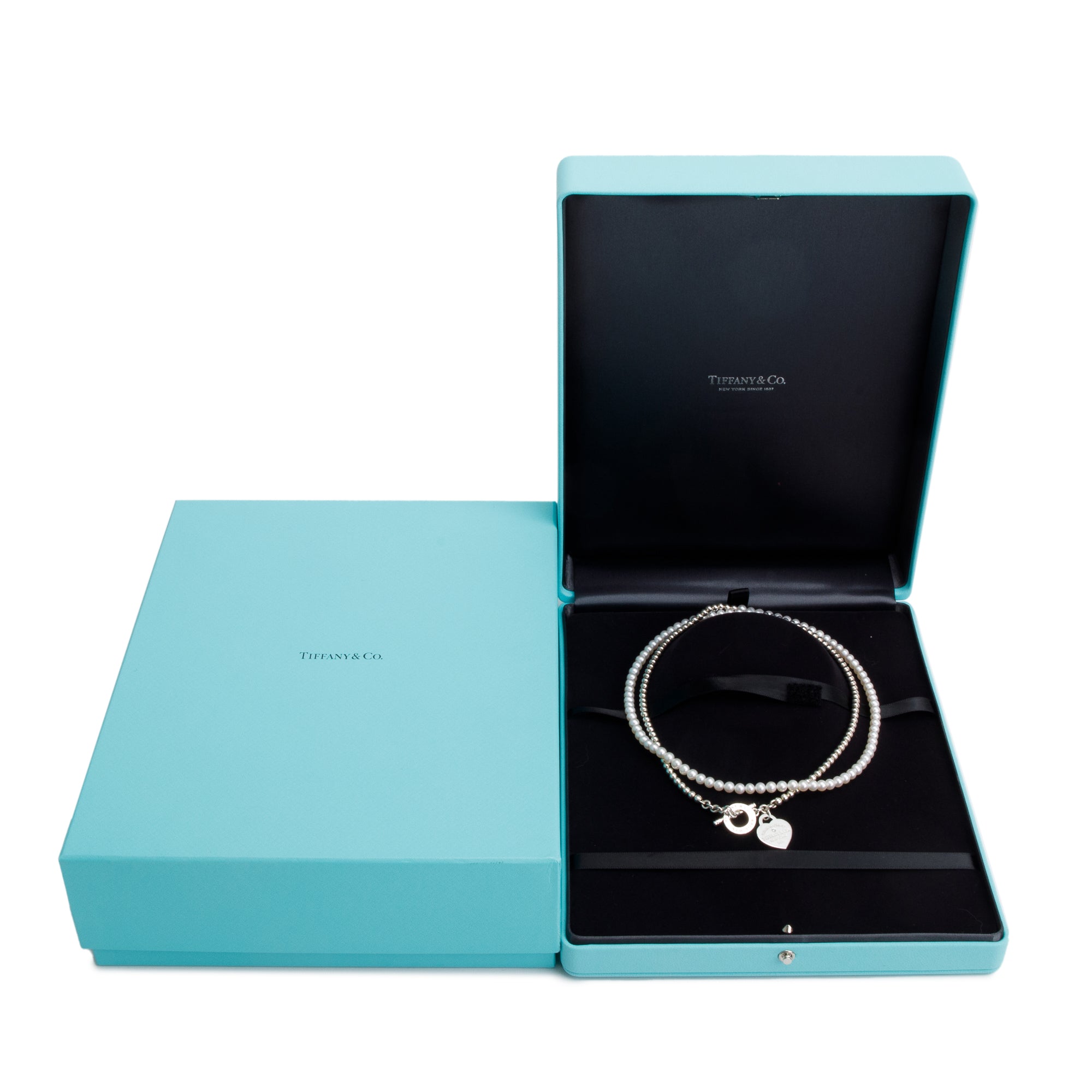 Tiffany & Co. Sterling Silver Return to Tiffany Pearl & Diamond Wrap Necklace w/ Box
