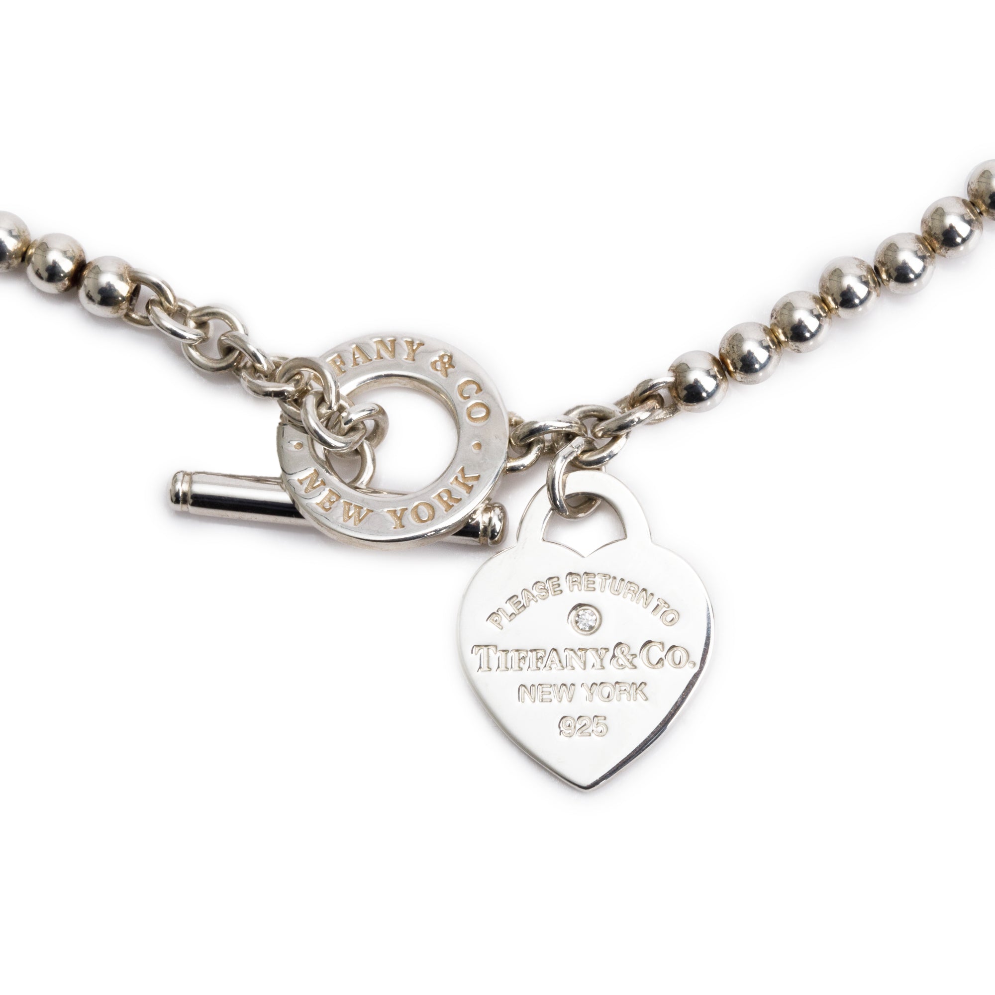 Tiffany & Co. Sterling Silver Return to Tiffany Pearl & Diamond Wrap Necklace w/ Box