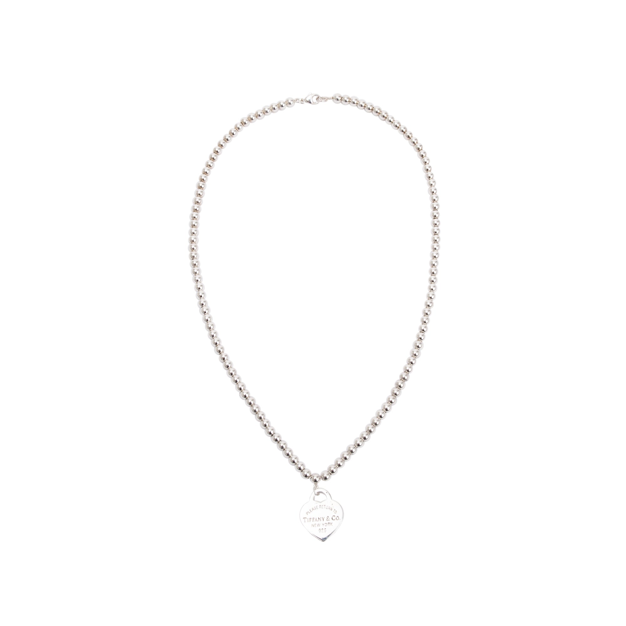 Tiffany & Co. Sterling Silver Return to Tiffany Small Heart Tag 4MM Bead Necklace