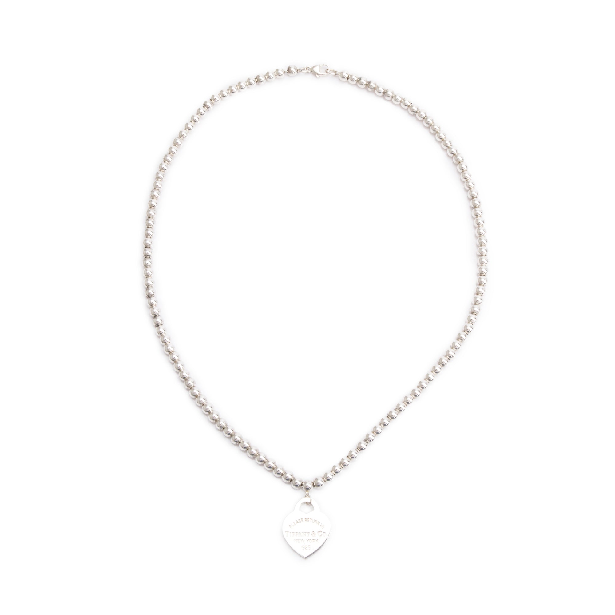 Tiffany & Co. Sterling Silver Return to Tiffany Small Heart Tag 4MM Bead Necklace