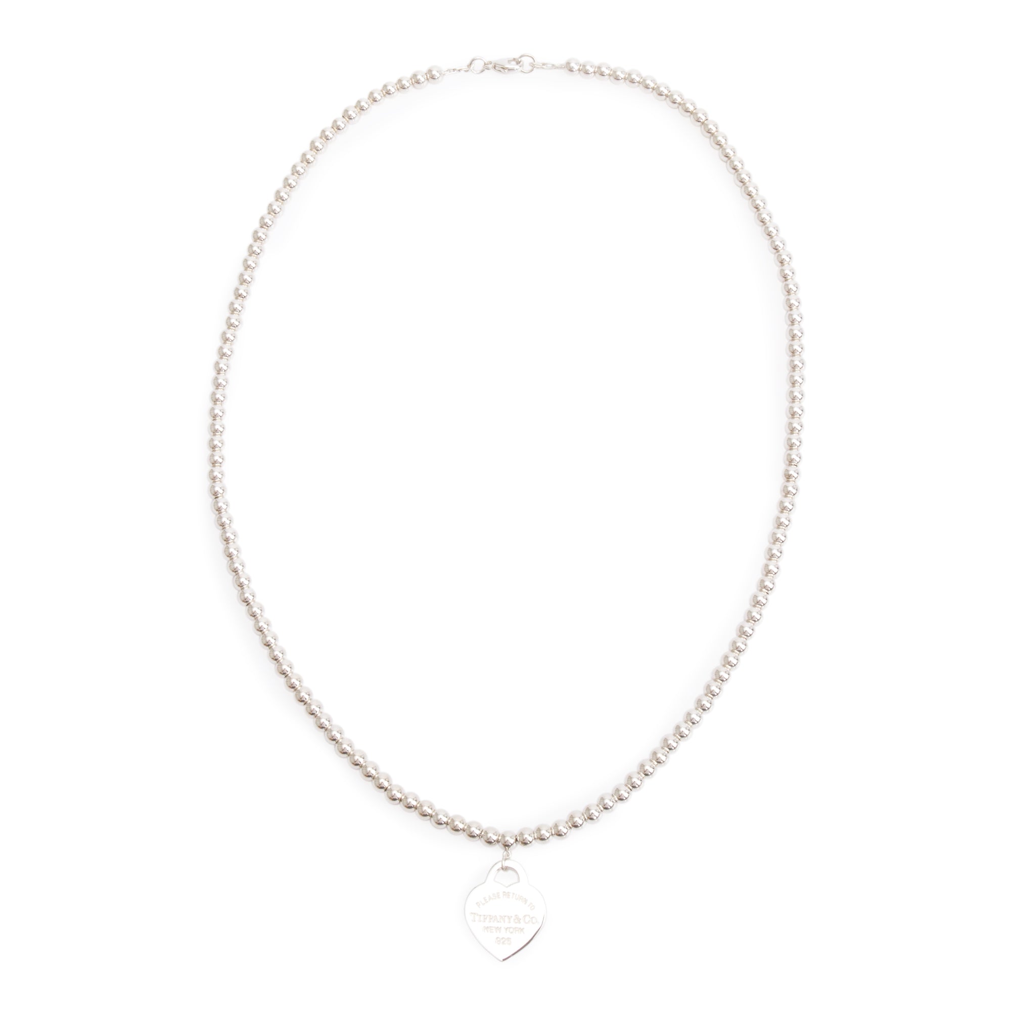 Tiffany & Co. Sterling Silver Return to Tiffany Small Heart Tag 4MM Bead Necklace