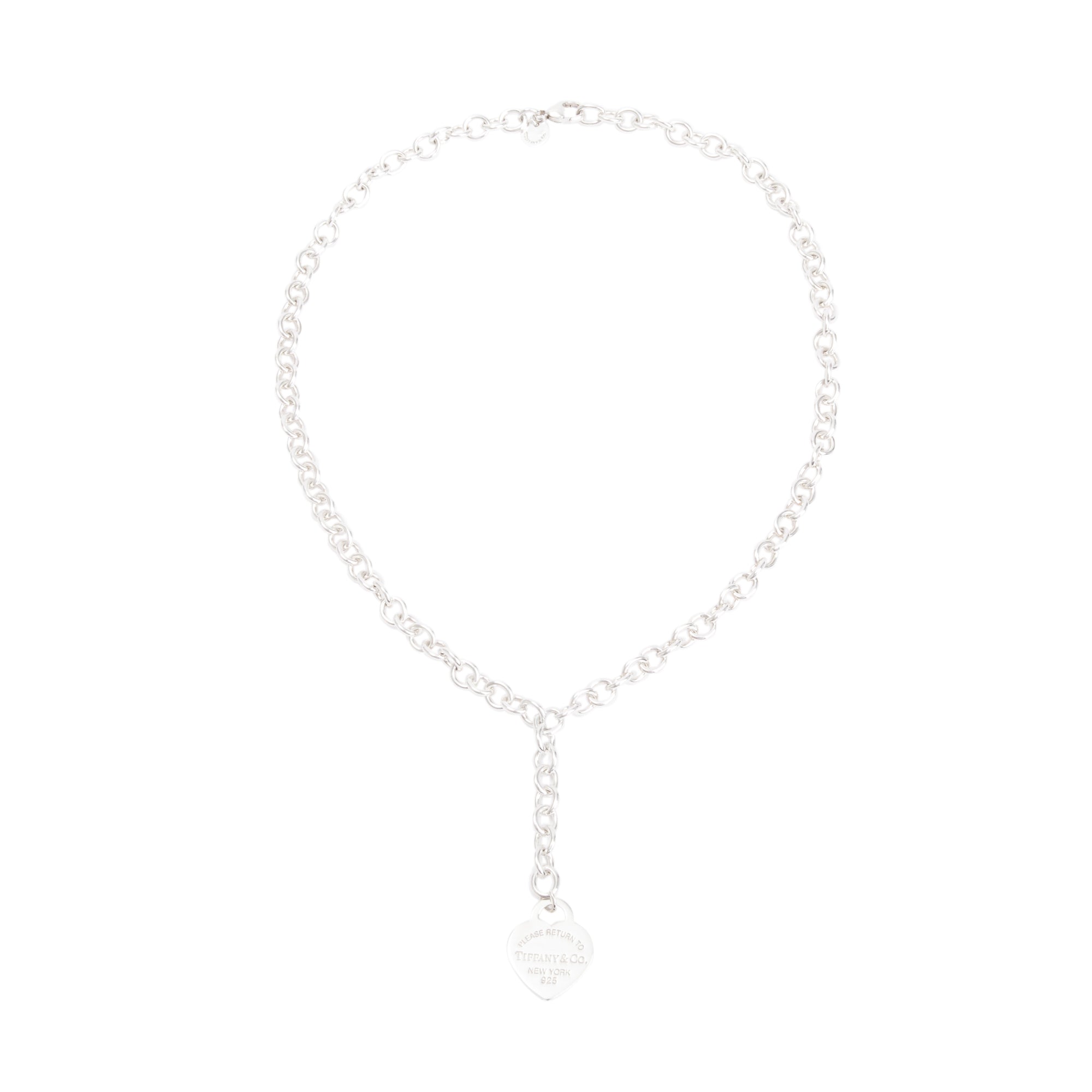 Tiffany & Co. Sterling Silver Return to Tiffany Small Heart Tag Drop Necklace