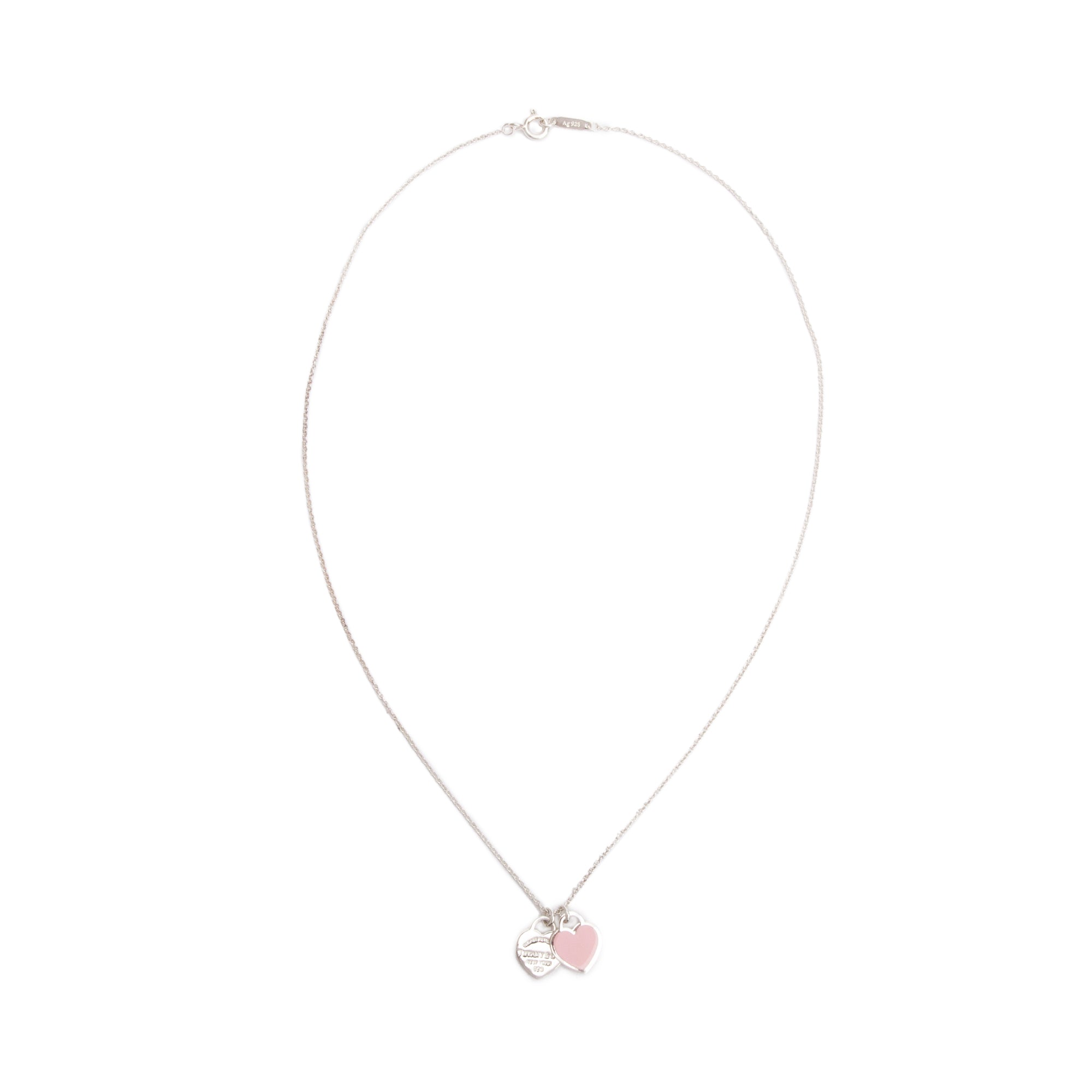 Tiffany & Co. Sterling Silver Return to Tiffany Small Heart Tag Pendant Necklace with Pink Enamel