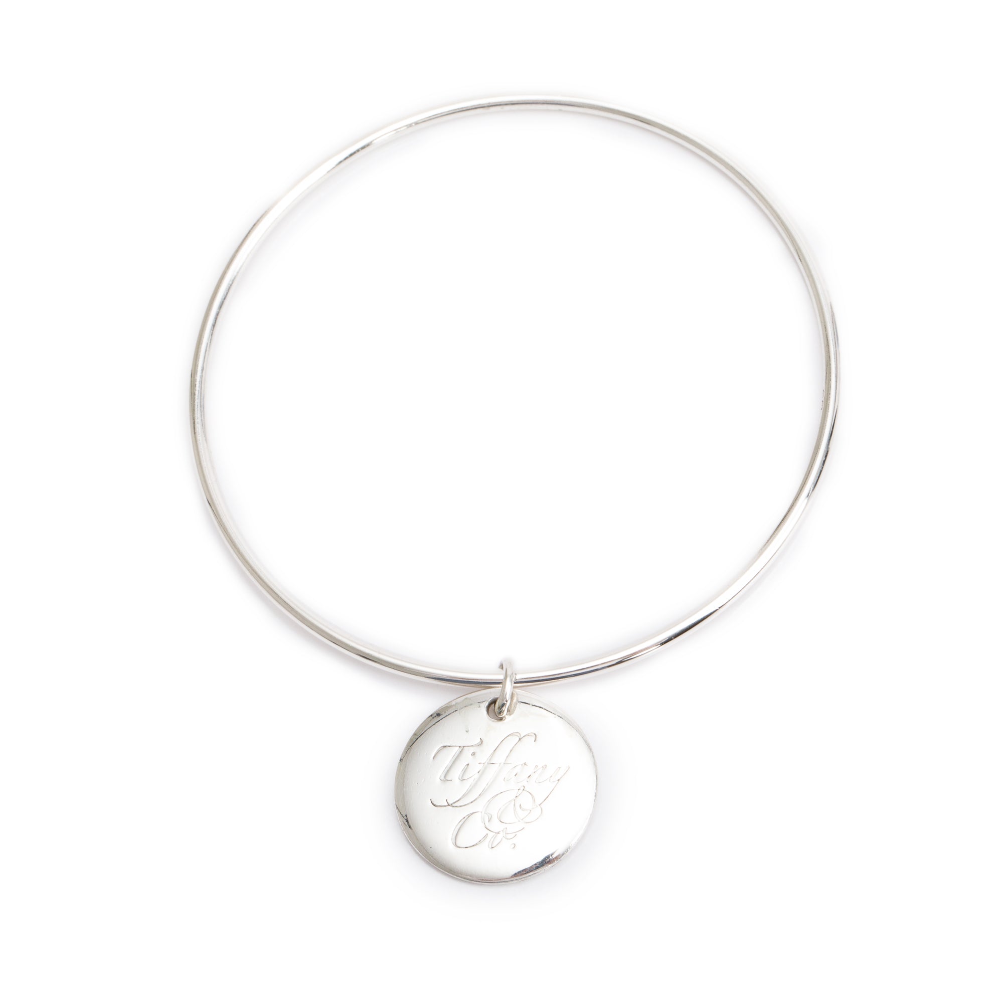 Tiffany & Co. Sterling Silver Round Tag Bangle Bracelet