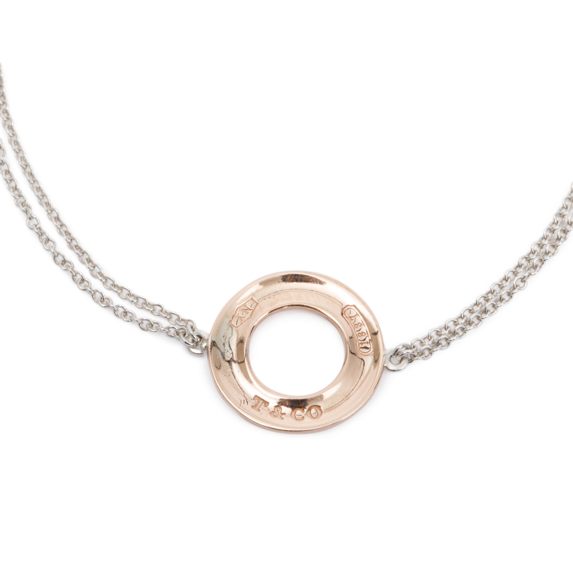 Tiffany & Co. Sterling Silver & Rubedo Metal 1837 Circle Bracelet