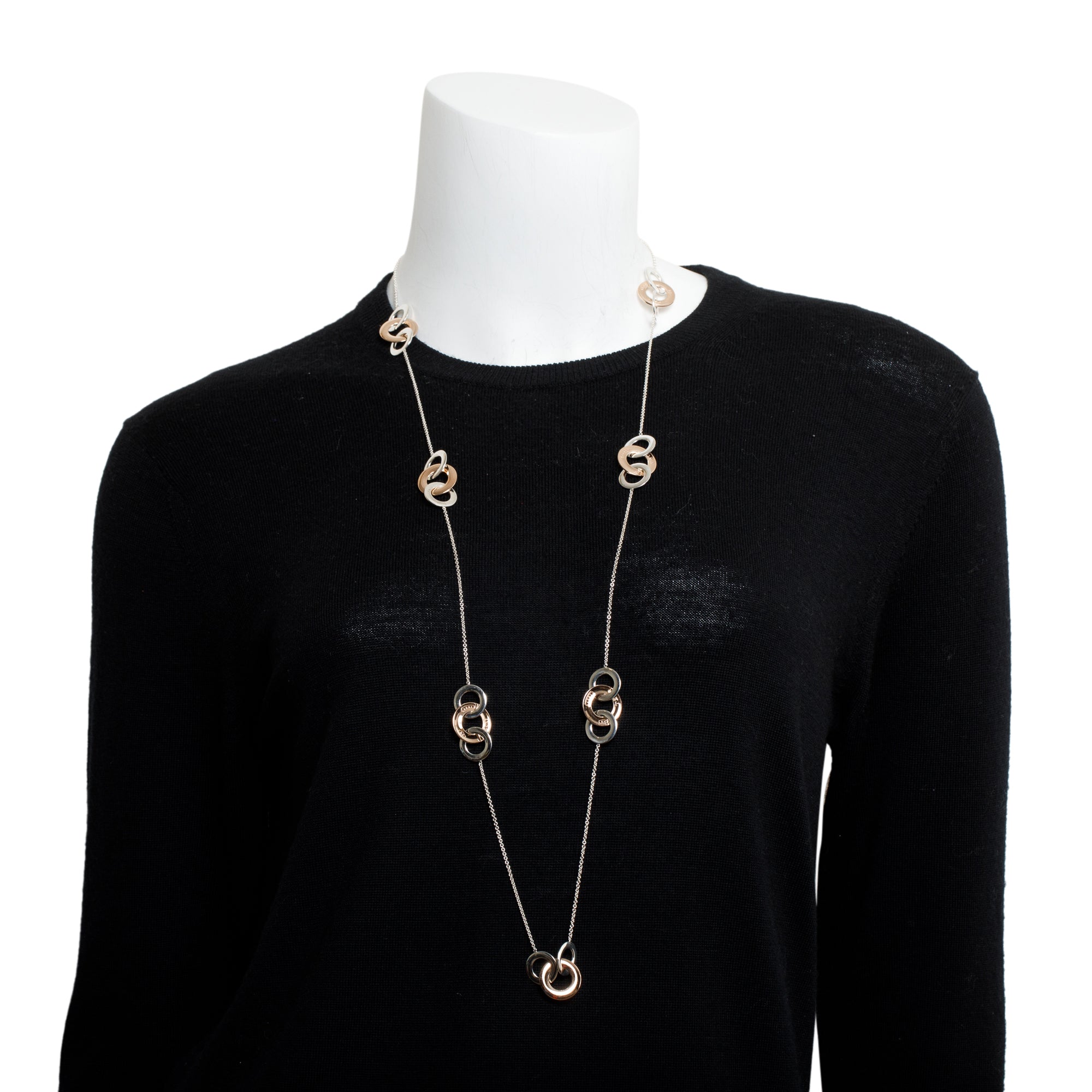 Tiffany & Co. Sterling Silver & Rubedo Metal 1837 Interlocking Circles Necklace