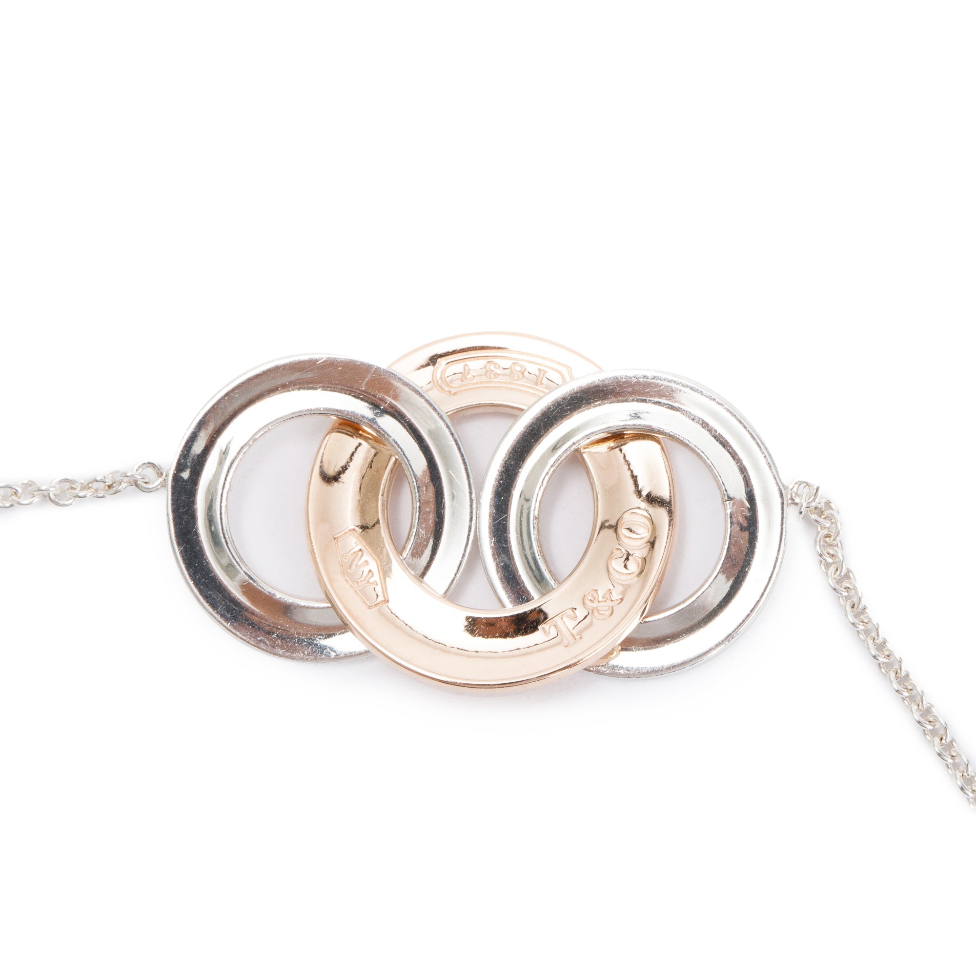 Tiffany & Co. Sterling Silver & Rubedo Metal 1837 Interlocking Circles Necklace